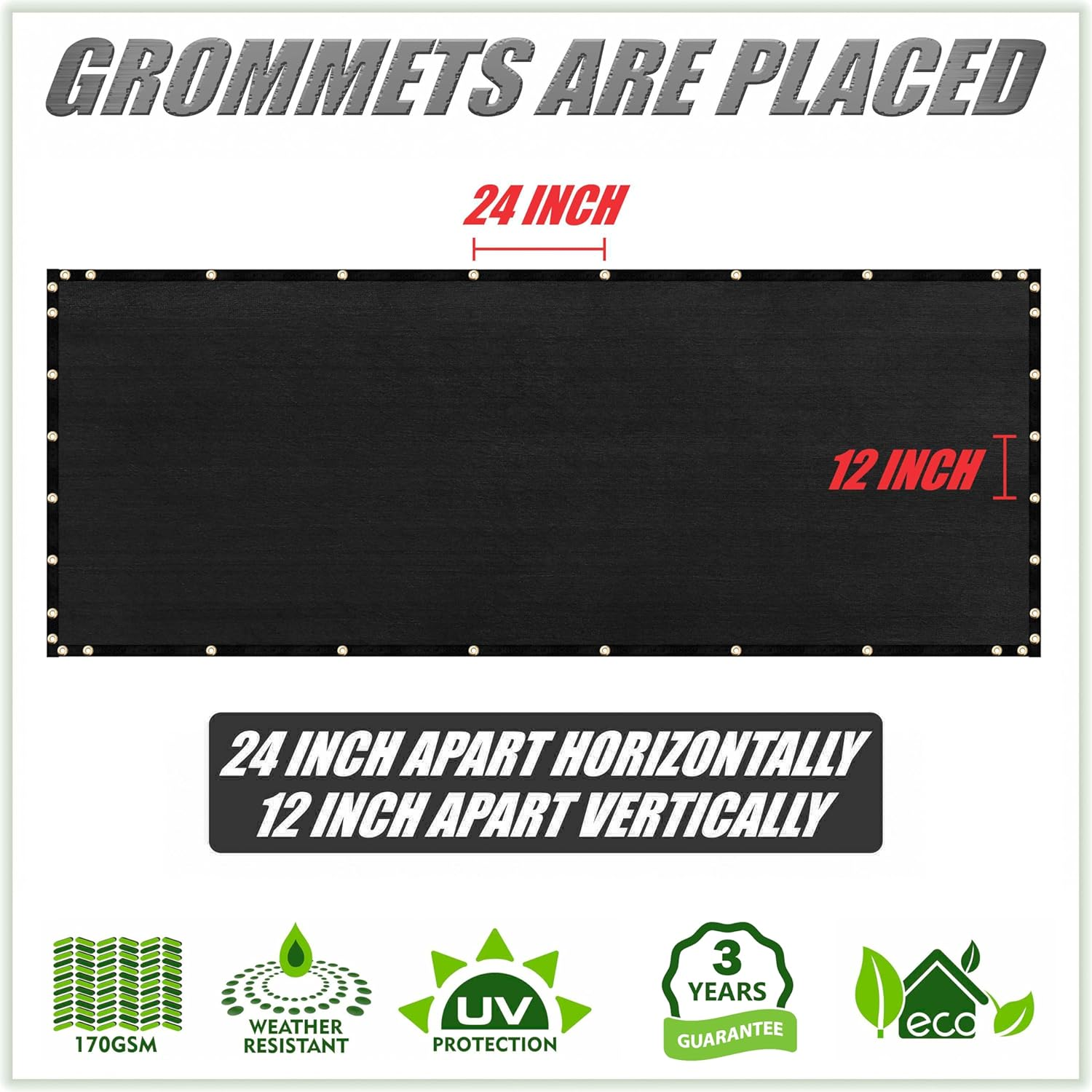 Colourtree 4' X 10' Black Shade Cloth Tarp with Grommets - 90% Sunblock, Durable Net Mesh Fabric for Dog Kennel, Plant Cover, Patio, Chicken Coop & Pet Playpen Roof (We Make Custom Size) image number 5