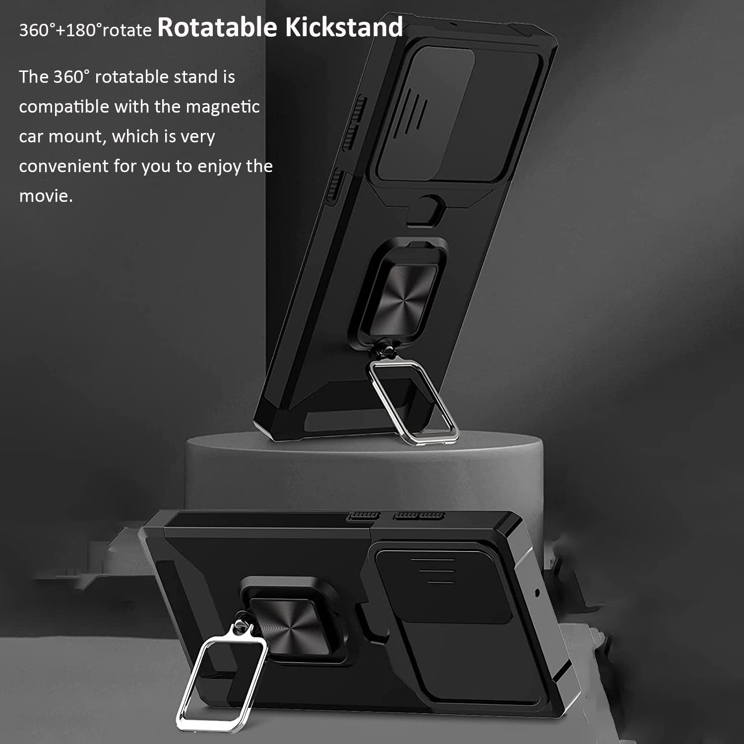 For Samsung Galaxy S23 Ultra Case, Areaphmet Galaxy S23 Ultra Case with [Card Holder] and Camera Cover with Built-In 360&deg; Rotate Ring Stand Magnetic Magnet Phone Cover Case for S23 Ultra 6.8" image number 3