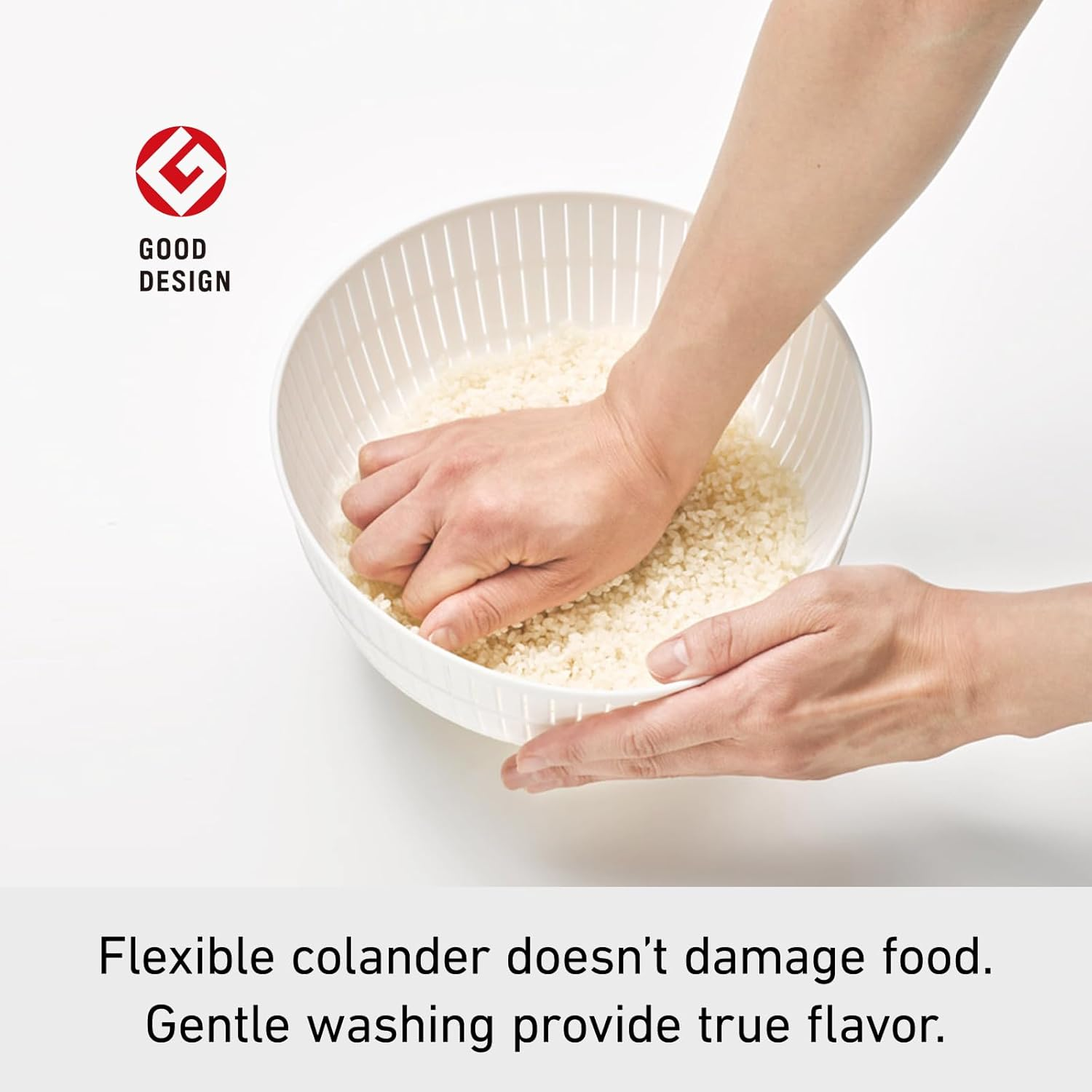 Like-It | Colander & Bowl Full Set of 6 | 6 Global Design Awarded | Washing Rice, Draining Noodles and Pasta | 8.94" X 8.94" X 4.09" | Deep & Shallow Colander & Bowl, 2 Plate Set | BPA Free | White | image number 5