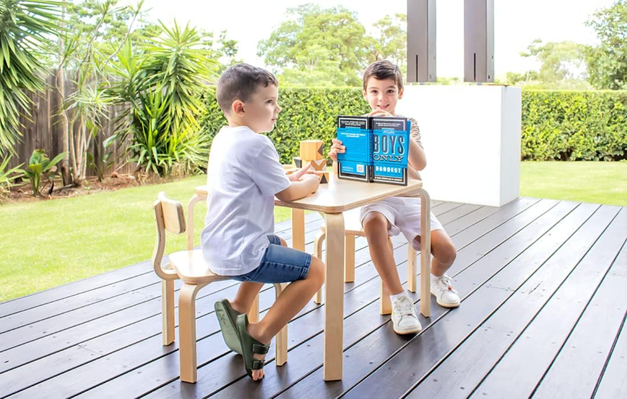 Babyhood Baby Scandi Playing Table and Chairs Set, Natural (3 Piece) image number 3