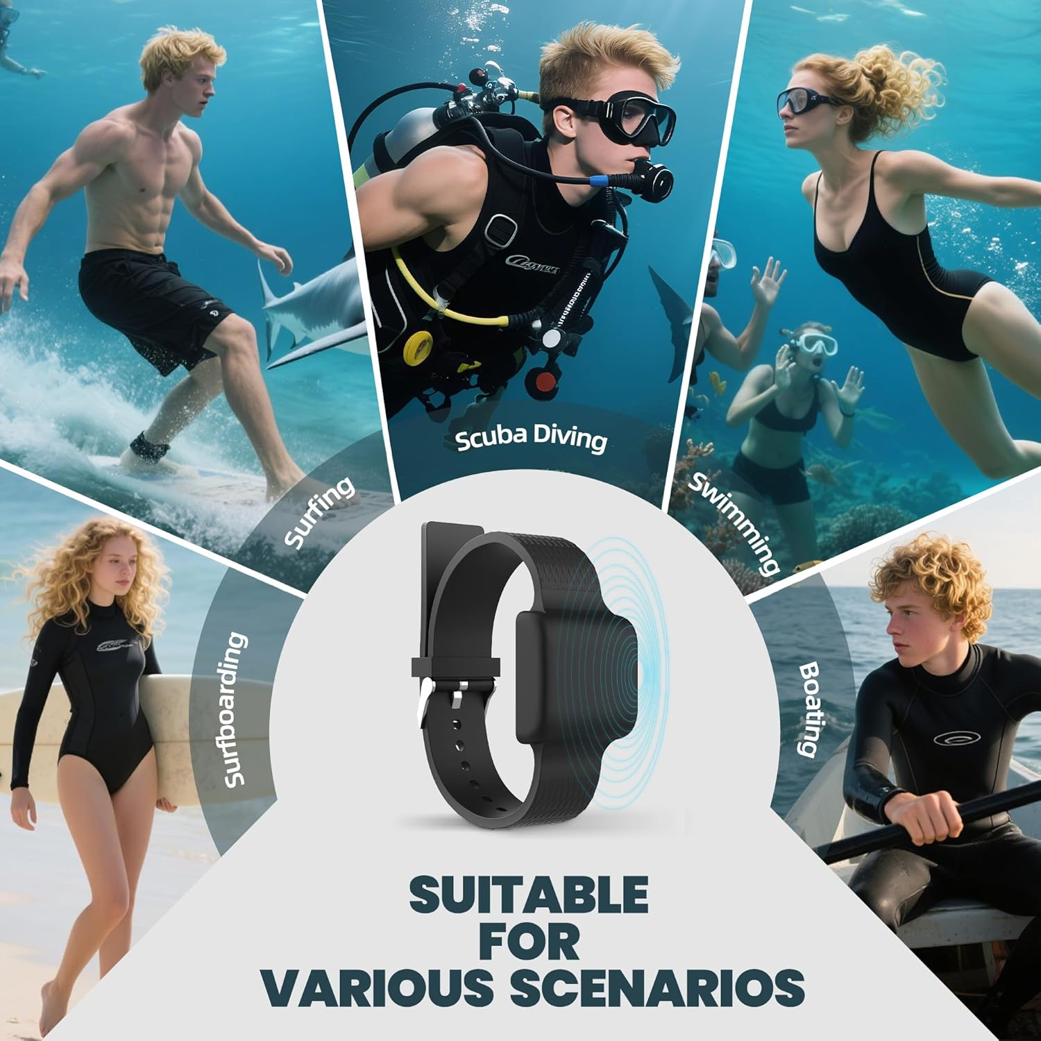 Magnetic Shark Deterrent Band,Repellent Bracelet for Swimming Surfing Diving Snorkeling Ocean Water Sports Portable Shark Deterrent Device for Men Women image number 2