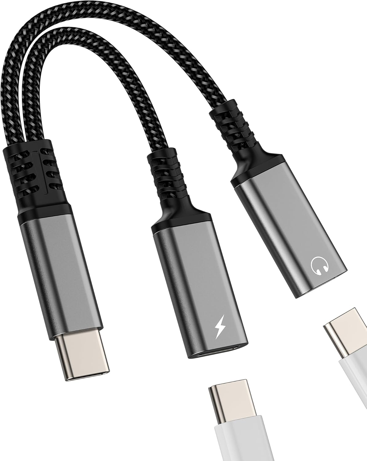 USB C Splitter Type C Headphone Adapter 2-In-1 for Iphone 16 15 Pro Max DAC Audio Charger Cable for Apple Compatible with Samsung Galaxy for Ipad Air 4 Dual Port Dongle Charging Earphone AUX Connector image number 3