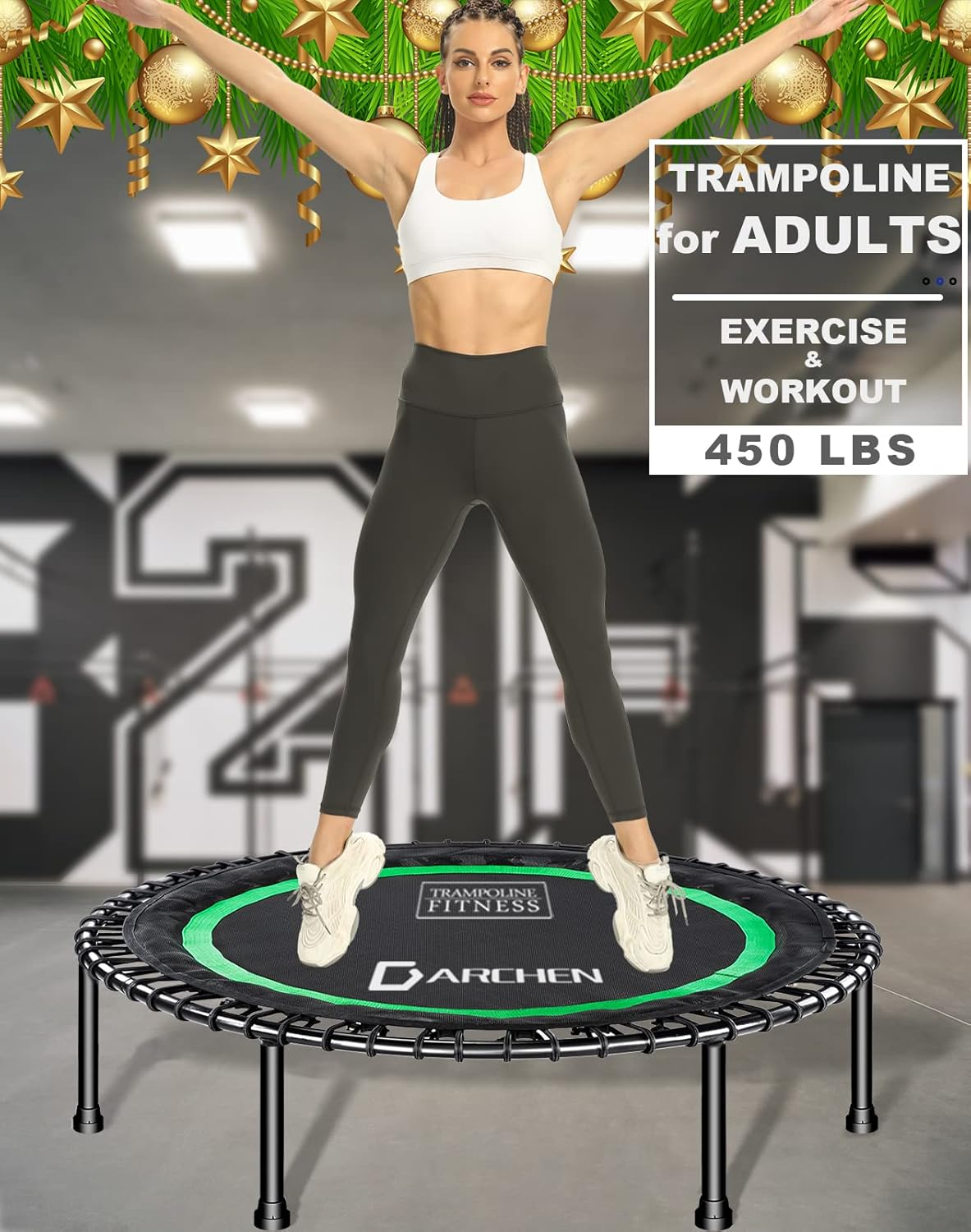 DARCHEN 450 Lbs Mini Trampoline for Adults, Indoor Small Rebounder Exercise Trampoline for Workout Fitness for Quiet and Safely Cushioned Bounce, [40 Inch] image number 5