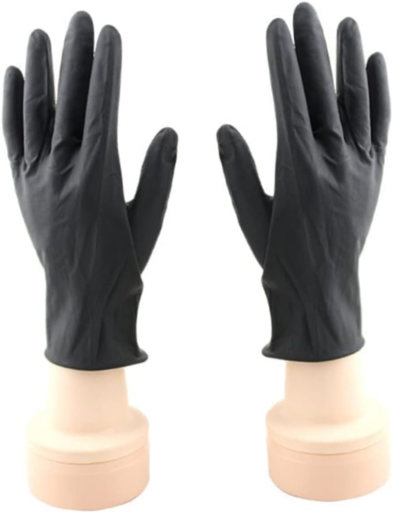 Garneck 10Pcs Laboratory Gloves for Hair Salon and Laboratory Use Black Reusable Latex Material Included for Hair Dye Application and Lab Tasks image number 2