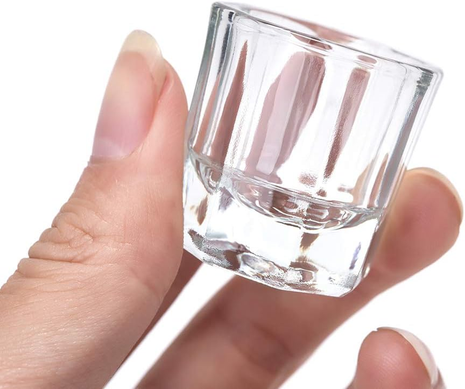 Constore 2PCS Glass Crystal Dappen Dish with Lid Mini Bowl Cups Nail Art Tools Clear Nail Art Equipment for Mixing Liquid Powder image number 2