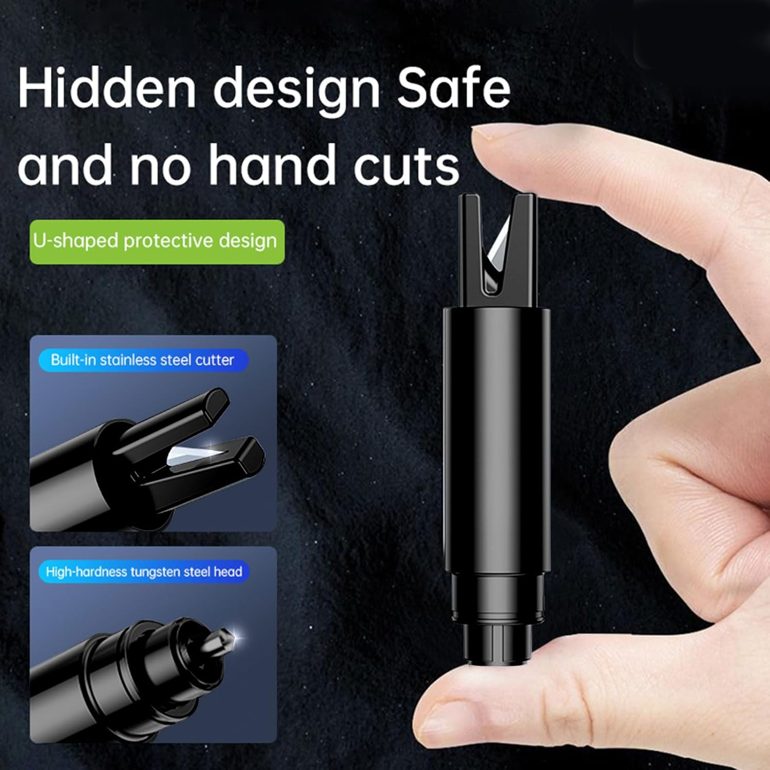 2Pcs Car Window Breaker and Seatbelt Cutter, 2-In-1 Multifunctional Auto Glass Breaker Portable Car Emergency Escape Tool with Clip for Automotive Accidents and Underwater Safety (Black) - Black image number 3