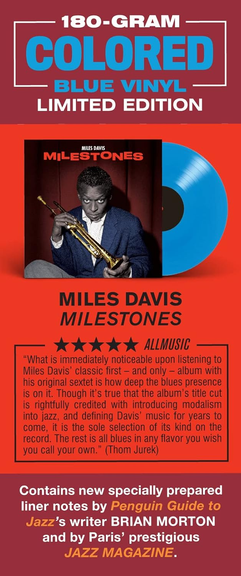 MILES DAVIS - Milestones (Blue Vinyl) [VINYL] image number 1