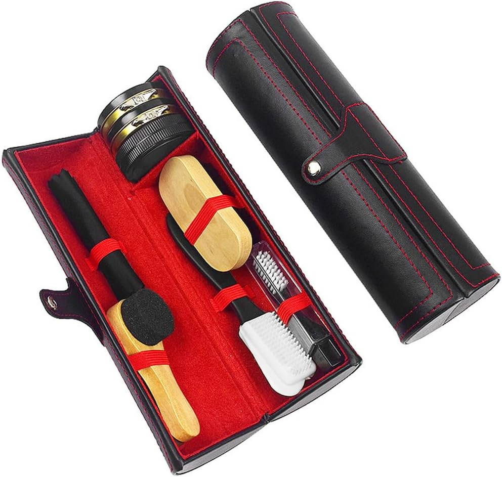 TOMVAES Shoe Polishing Tools Set, 10 Pcs Leather Shoe Polish Kit, Portable Travel Tool, Shoe Shine Kit for Oiling, Polishing, Waxing image number 2