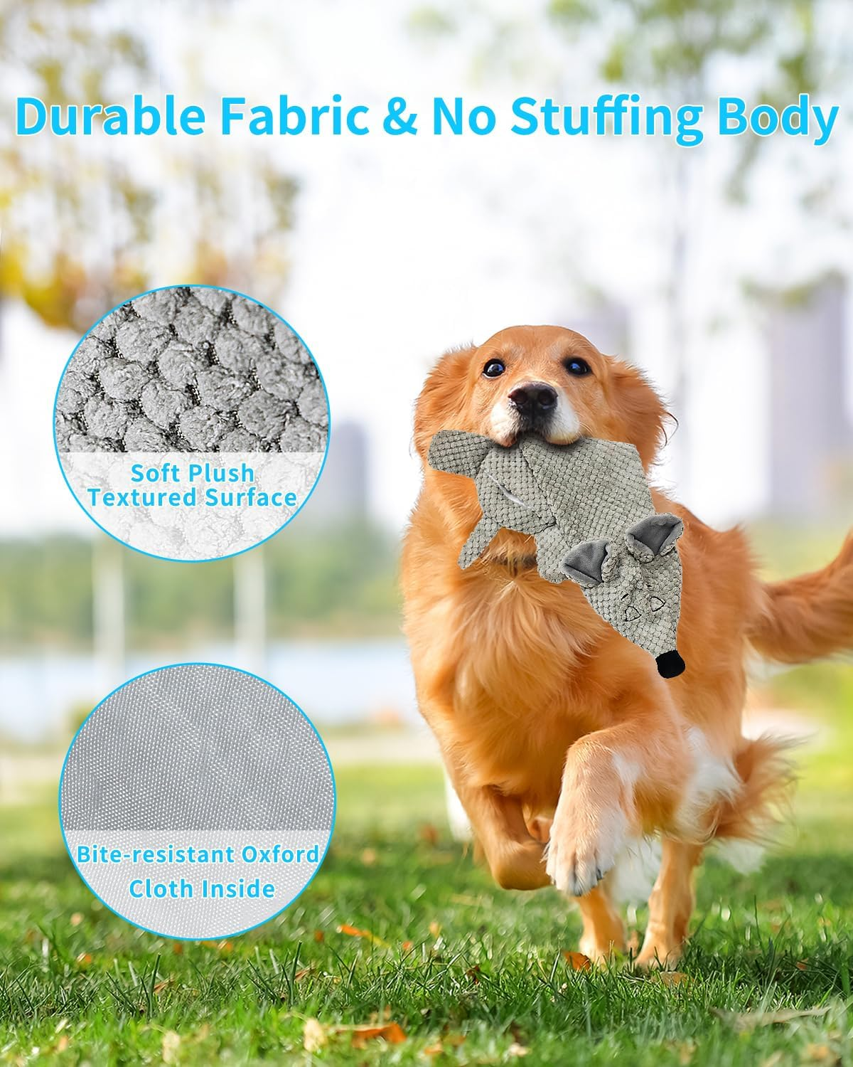 Squeaky Dog Toys with Bottle Pocket, No Stuffing Plush Crinkle Dog Toy for Small Medium Large Dogs, Interactive Puppy Teething Chew Toy&ndash; Water Bottle Not Included(Mouse) image number 3