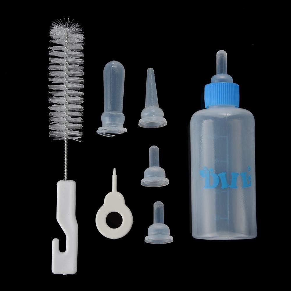 Pet Milk Bottle, Newborn Kitten and Puppy Feeding Supplies Set - Pet Milk Bottle with Replaceable Teats, 60Ml Liquid Bottles (1 Set Blue) for Small Pets image number 5