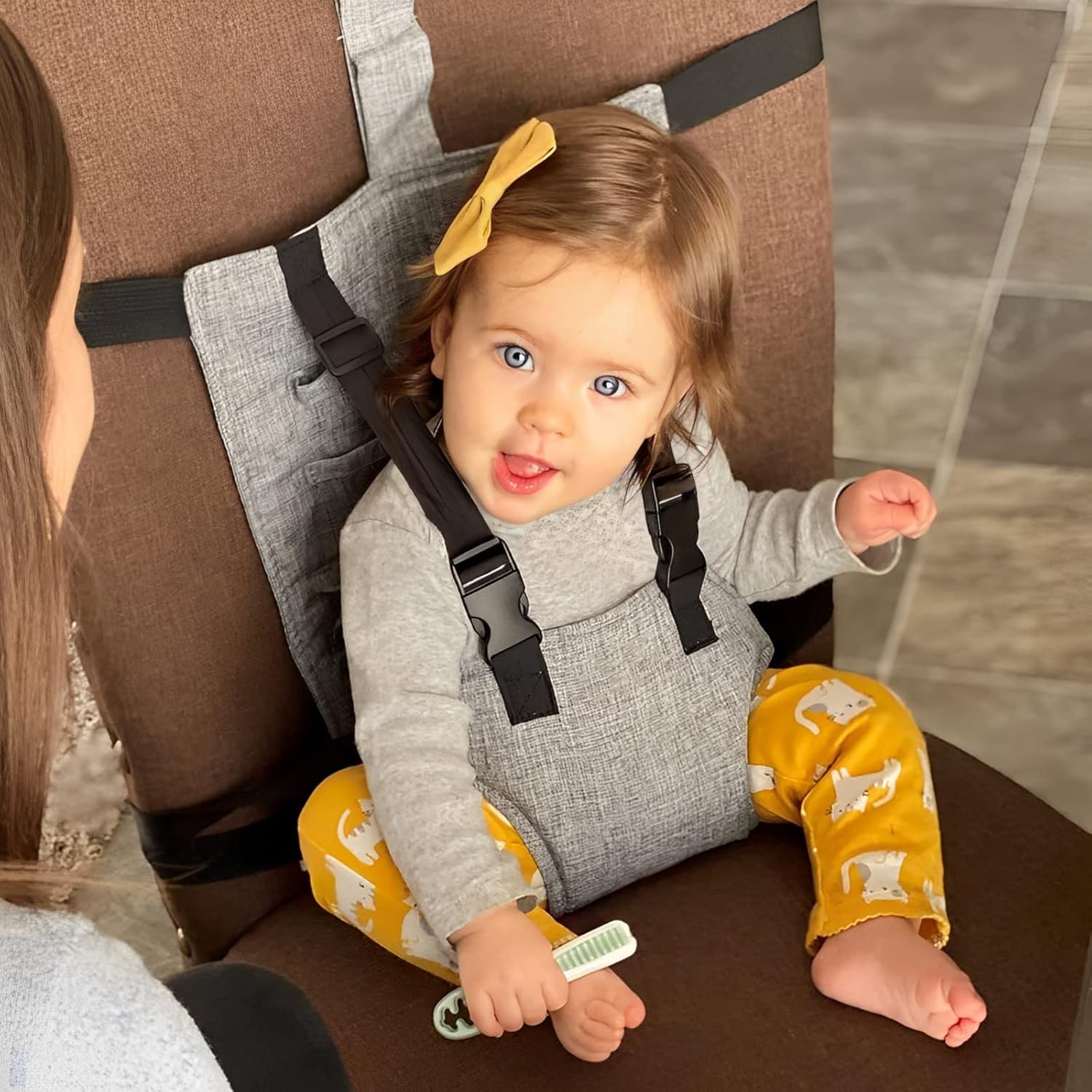 High Chair Harness Seat for Travel Fabric Baby Safety Harness Chair Portable Baby Seat Sack with Harness with Adjustable Straps Baby Travel Essential for Infant Baby Eating Feeding image number 4