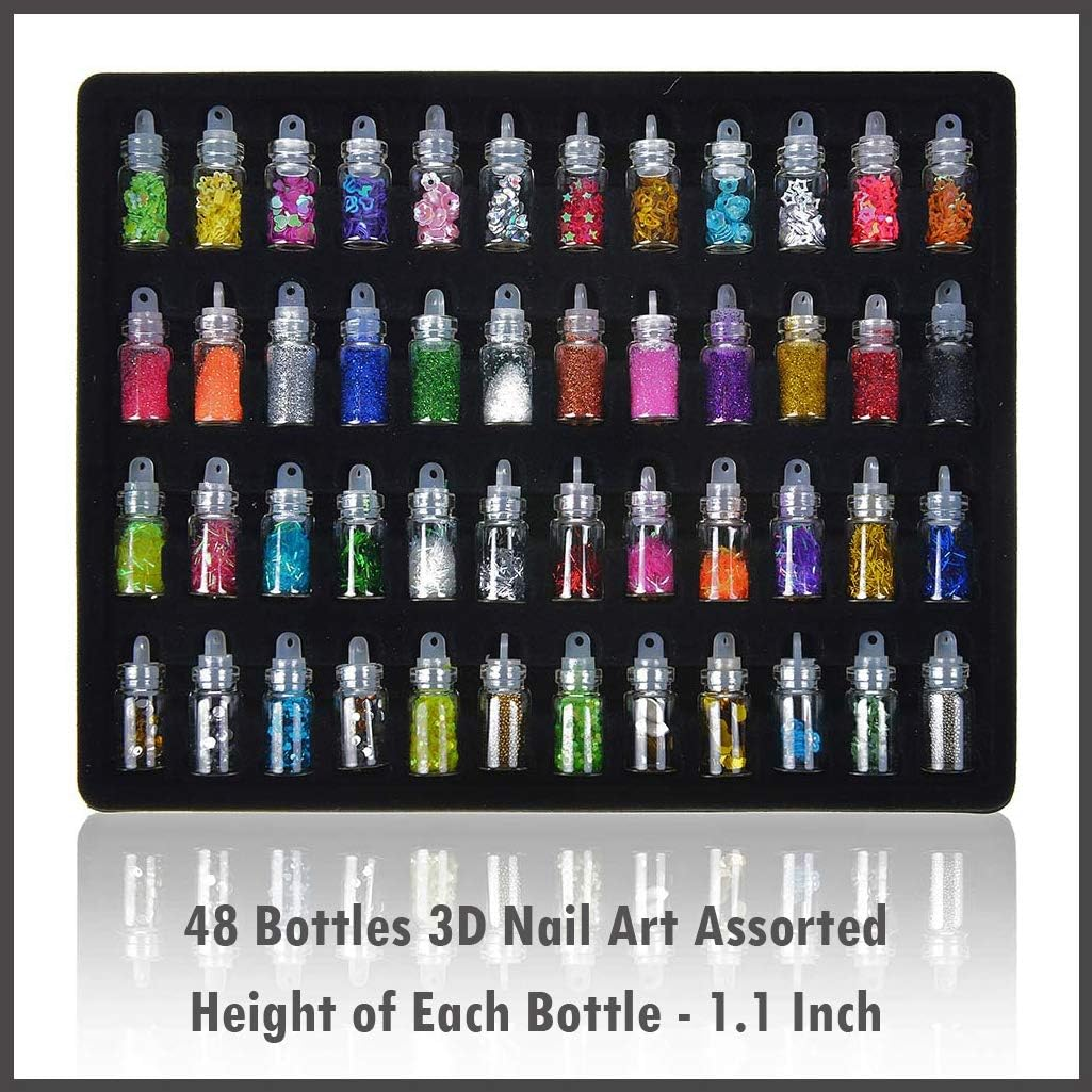 Store2508 Nail Art Kit with Nail Art Brush, Nail Dotting Tools, Special Nail Art Stamping Polishes, 3D Nail Glitter Bottles, Nail Practise Wheel Swatches & More, Multicolour image number 5