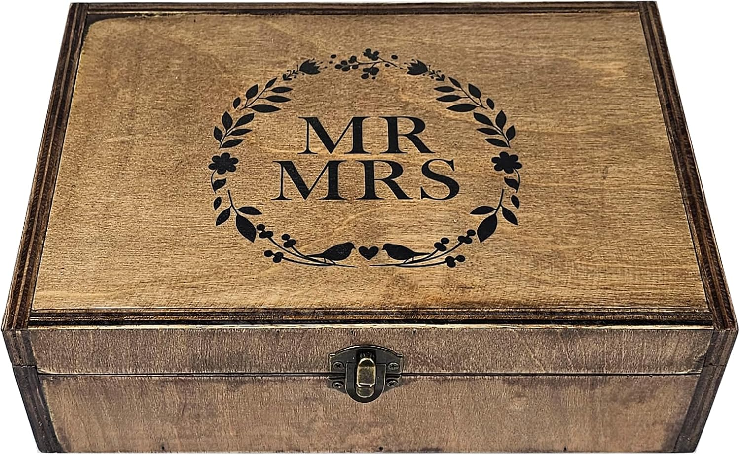 Beegreeny Wooden Memory Box with Lid, Wedding Keepsake Box for Couples, Wedding Gift Box for Bride and Groom, Bridal Shower, Mr & Mrs, Anniversary Valentines Gifts Ideas for Couples image number 5