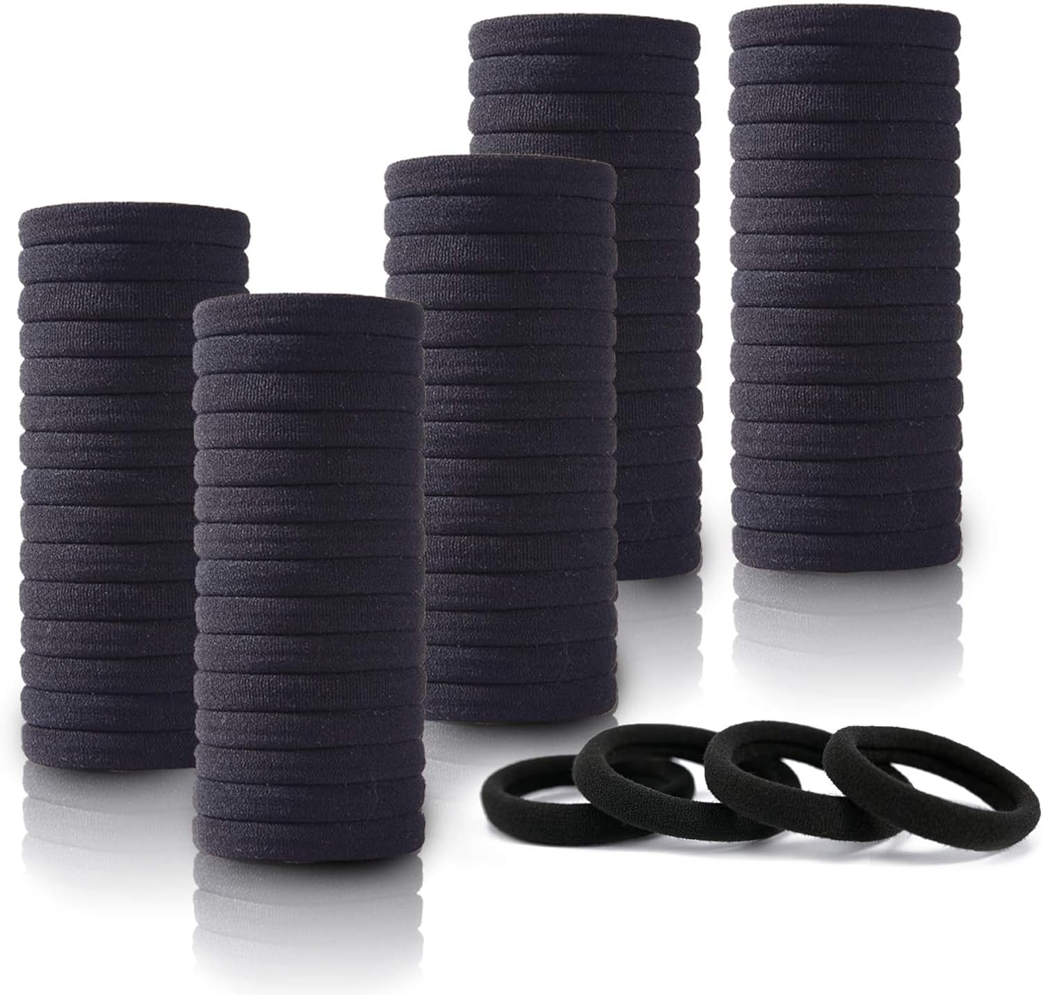 100 Pieces Black Hair Ties for Thick and Curly Hair Ponytail Holders Hair Elastic Band for Women or Men(4Mm) image number 4