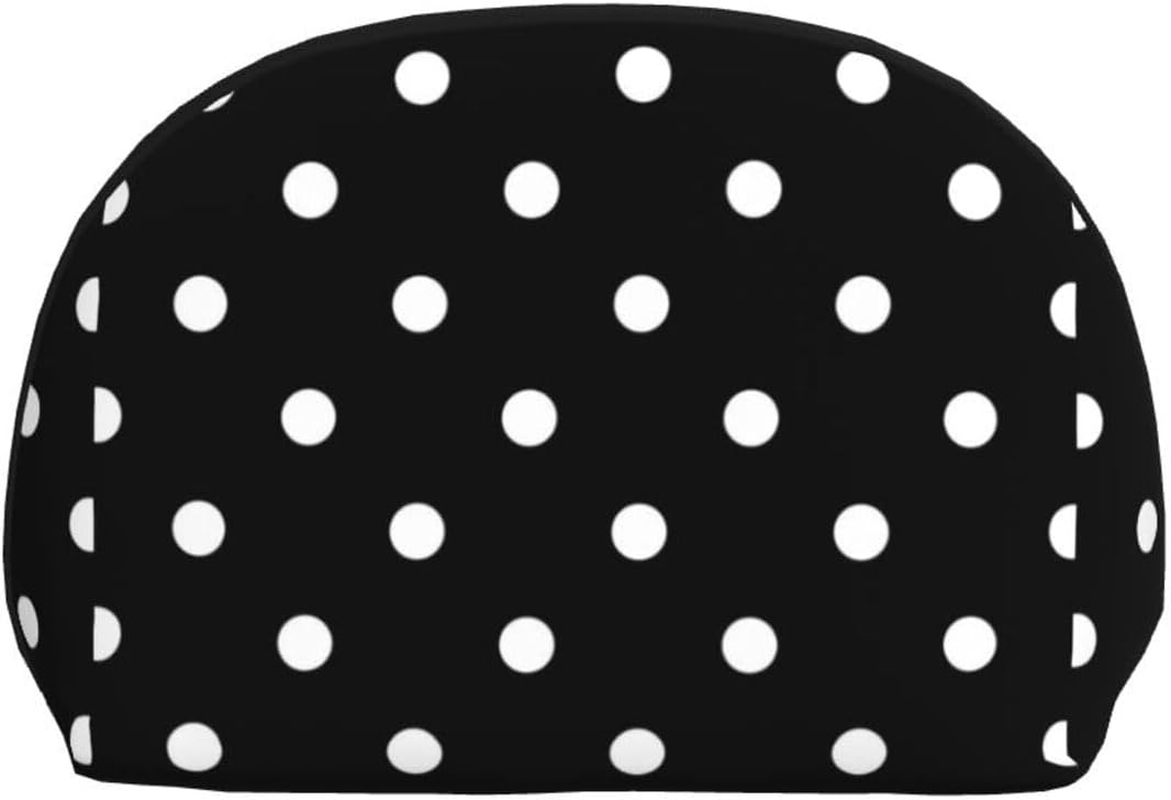 Cozimangoe Coin Pouch Makeup Bags Set, 2 Piece Shell Shape Cosmetic Bag with Pockets for Daily Travel Handbag Lipstick Keys Toiletry, Personalized Black and White Polka Dot Printed image number 3