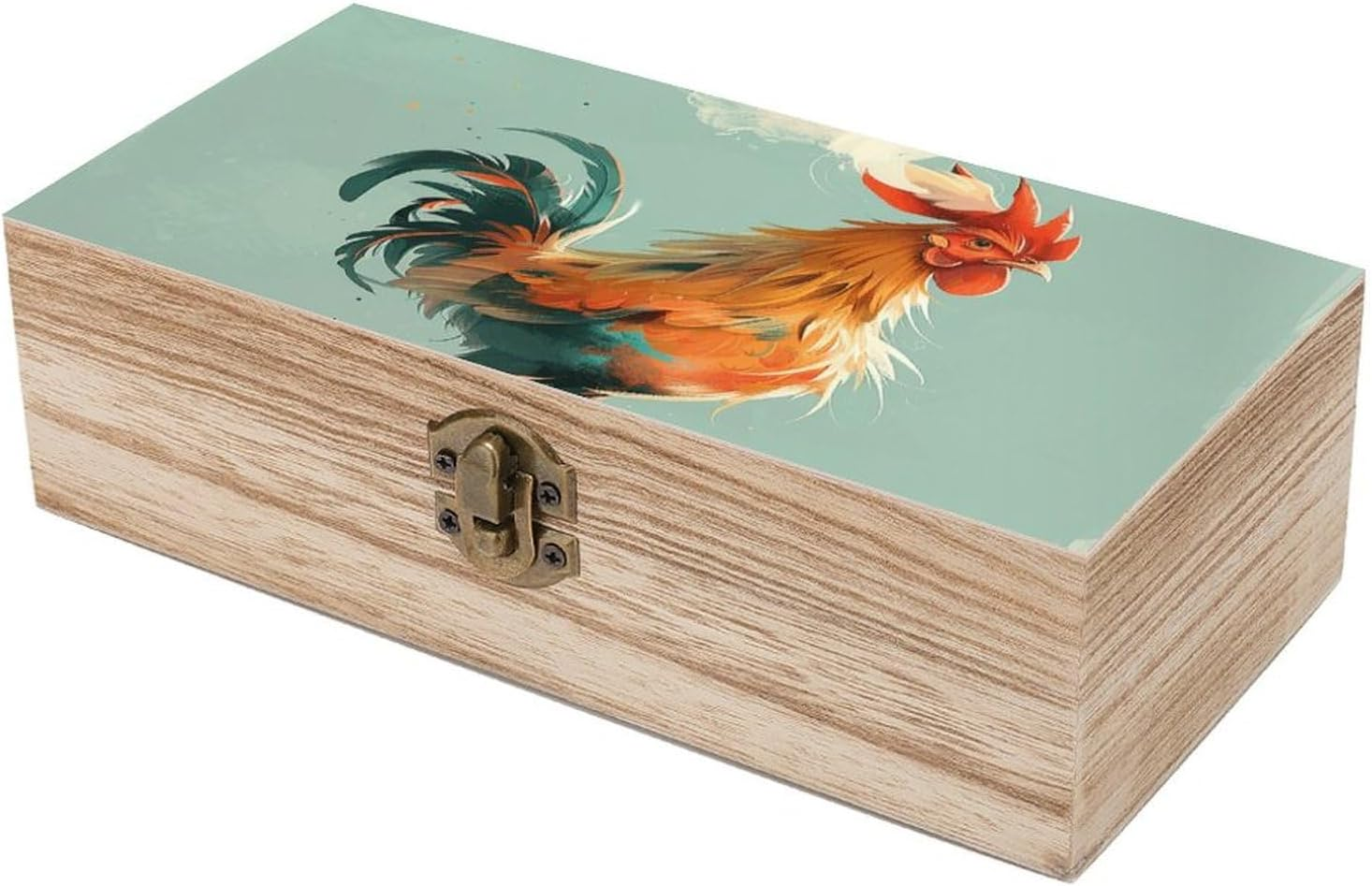 Cartoon Chicken Wooden Box Wood Wedding Keepsake Boxes with Lids Small Decorative Boxes Lightweight Wooden Memory Storage Box for Crafts Keepsakes Jewelry Photo Letter Storage
