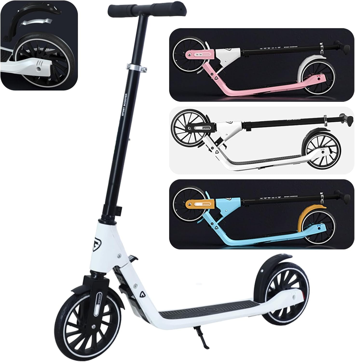 Xcjump Scooter H1 Folding Kick Scooters for Kids & Adults &ndash; Lightweight Foldable Sport Scooter with Adjustable Handle (95-115Cm), Durable 100Kg Capacity, Smooth 20Cm PU Wheels