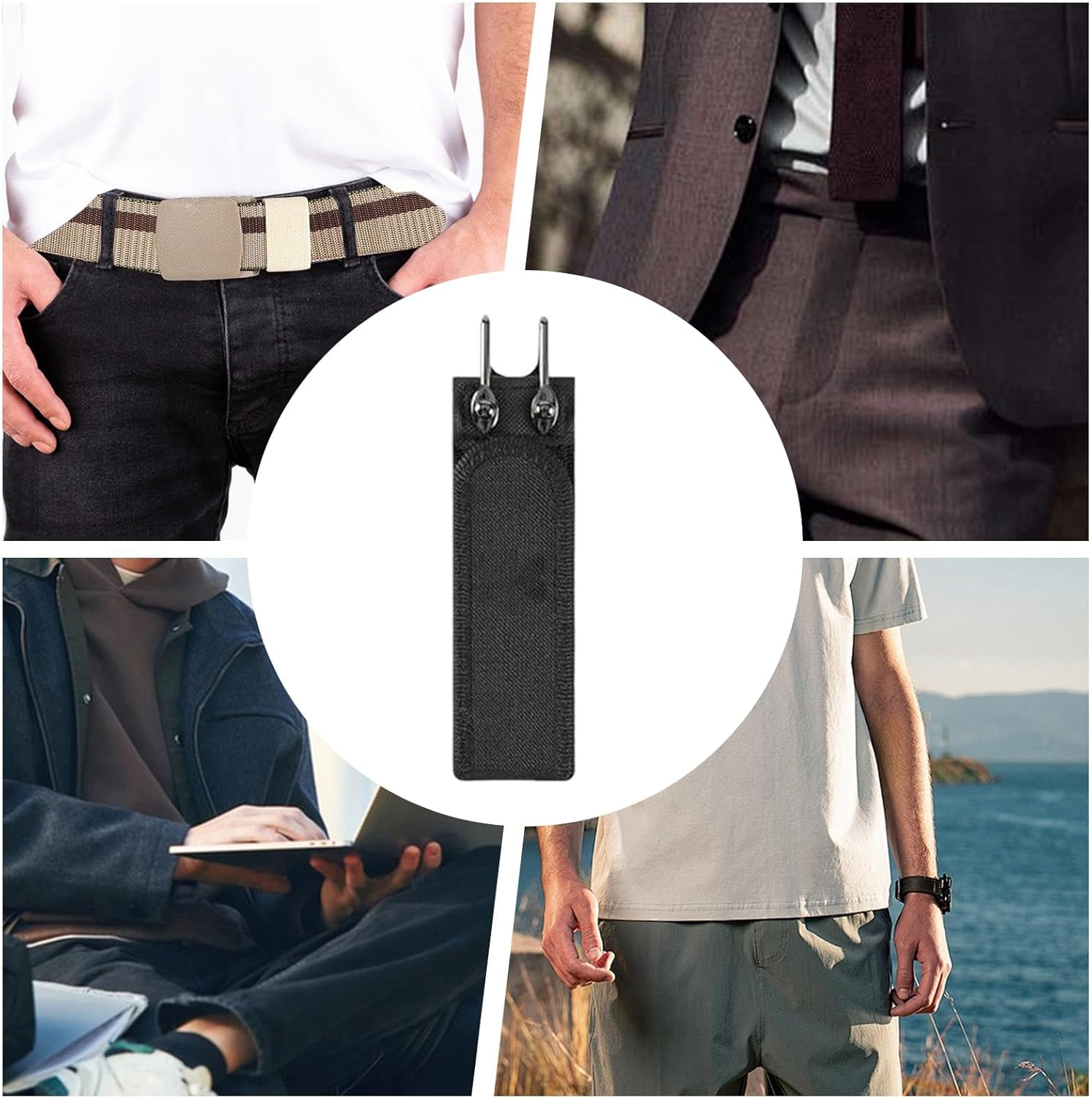 Buckleless Belt Hook - Fabric, Iron No Buckle Belt, Leather Belts for Men Buckless | Adjustable Waist Strap No Elastic for Busy Professionals Travelers Dress Wearers Weddings Work Site Hiking Daily Co image number 6