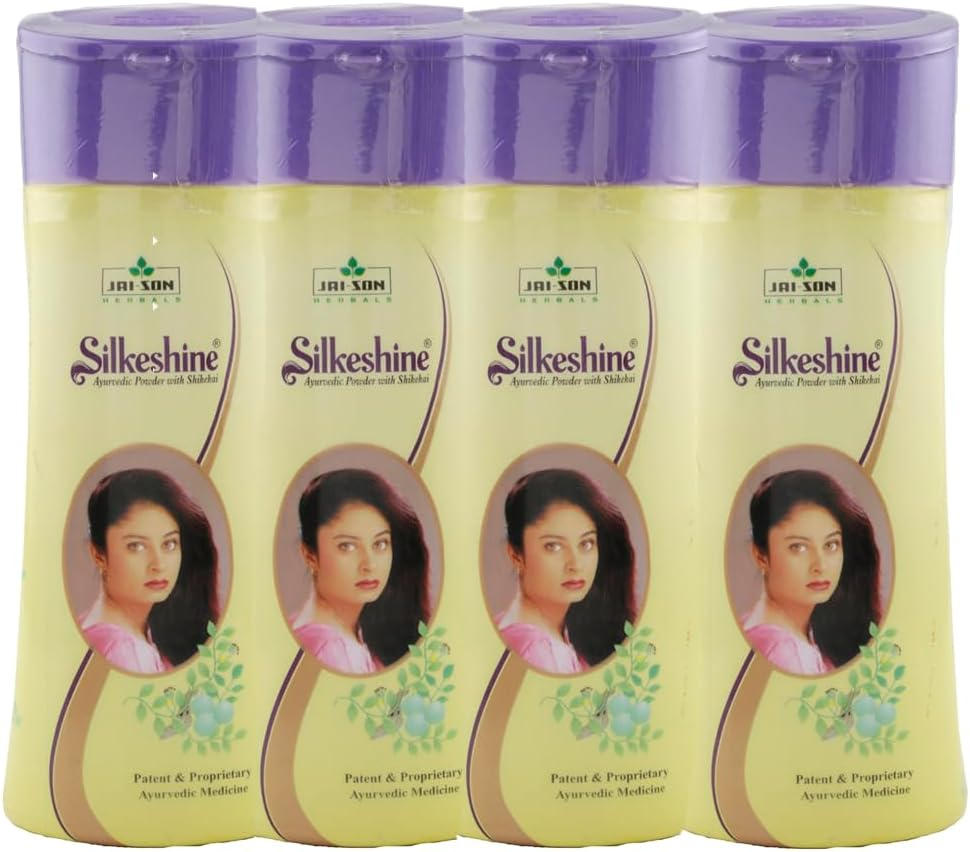 Jai-Son Herbals Silkeshine Powder | Hair Care, Wash, Healthy Scalp, Nourishment (250 Gram) Pack of 4, Brown image number 1