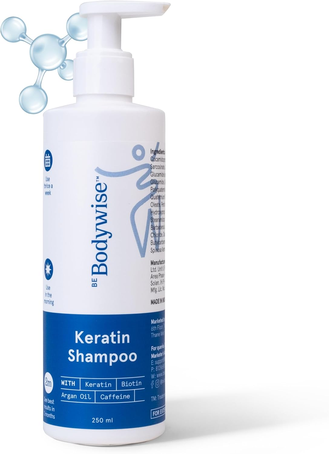 Be Bodywise Keratin Hair Fall Control Shampoo | with Goodness of Keratin, Biotin, Argan Oil & Caffeine | Strengthens & Improves Hair | Paraben & Sulphate Free |250Ml image number 4