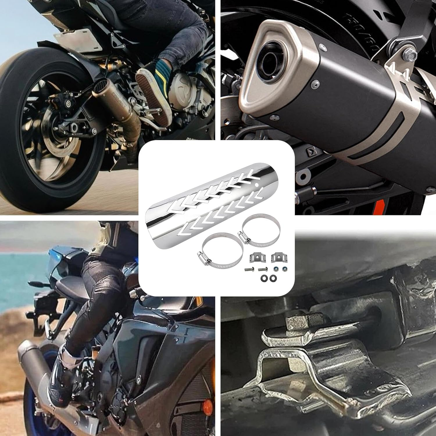 Motorcycle Exhaust Heat Shield | Anti-Scald Pipe Heat Protector,Non-Slip, Quick-Install, Abrasion-Proof Motorbike Accessories for Long-Distance Touring - Black image number 3