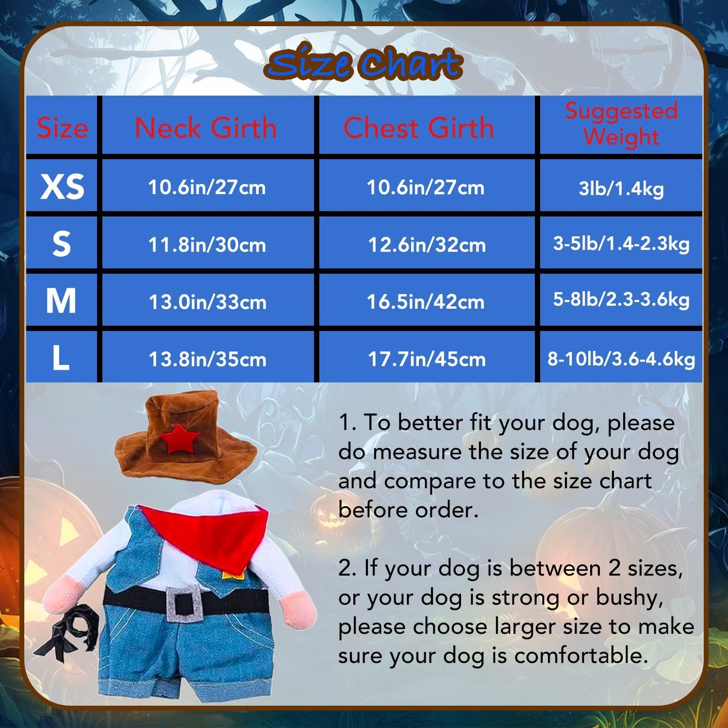 Cowboy Cat Costume with Hat, Funny Dog Costume, Cowboy Halloween Costumes for Cat & Puppy, Cute Cat Clothes Party Cosplay Costume for Cats, Puppy & Small Dogs (Blue, Medium) image number 1