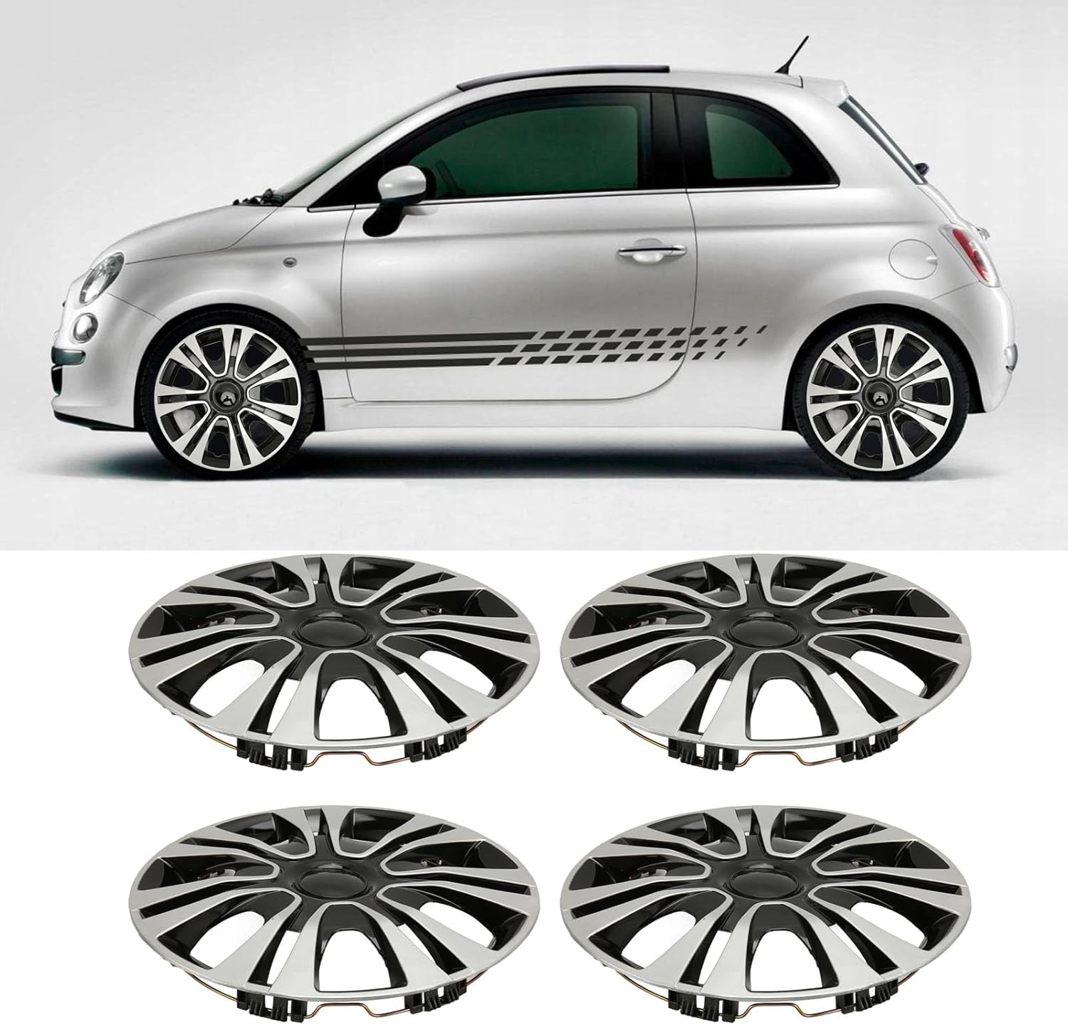 Wheel Hub Cap, Stylish Snap on 4PCS 15In Wheel Rim Protector For image number 4