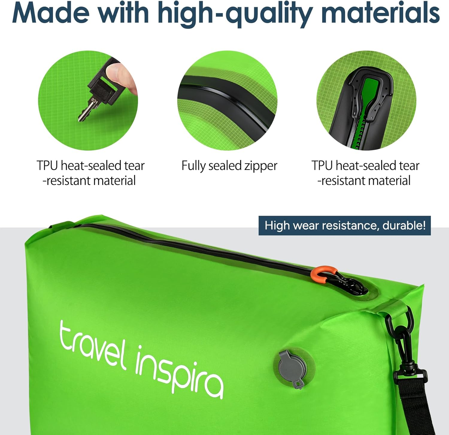 Travel Inspira Vacuum Bags with Pump - Space Saver Compression Solution for Suitcases & Backpacks, Professional IP67 Reusable, Lightweight, & Durable Light Green - Black image number 5