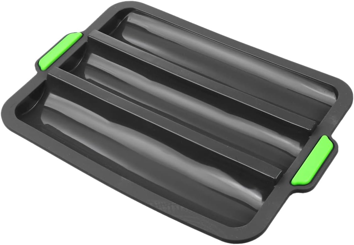 DOITOOL Silicone Loaf Pan Baking Mould Baking Tray for Home Kitchen 3 Slots Bread Baking Pan No-Stick Wave Stick Bread Stick Accessory