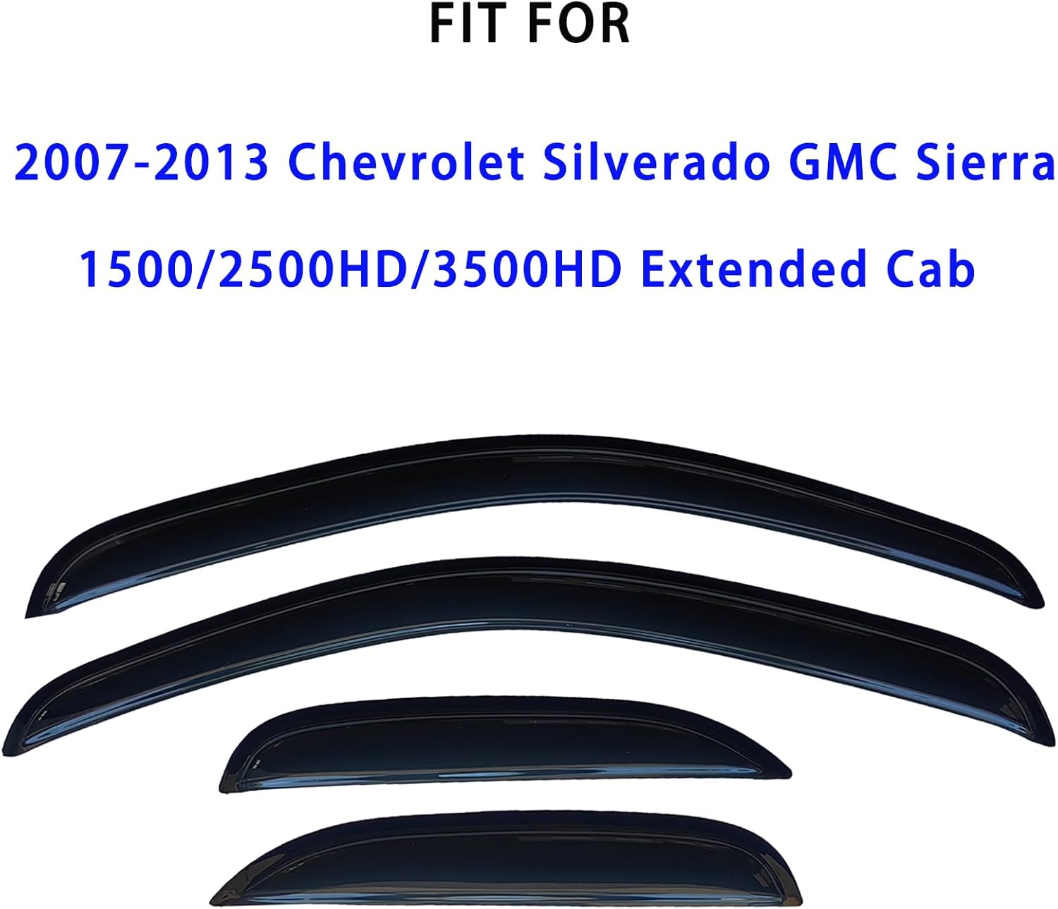 Tape on Window Visors Rain Guards for 2007-2013 Chevrolet Silverado & GMC Sierra 1500/2500HD/3500HD Extended Cab,Side Window Deflectors Vent Visors,Easy Install,Car Accessories for Weather Protection image number 6