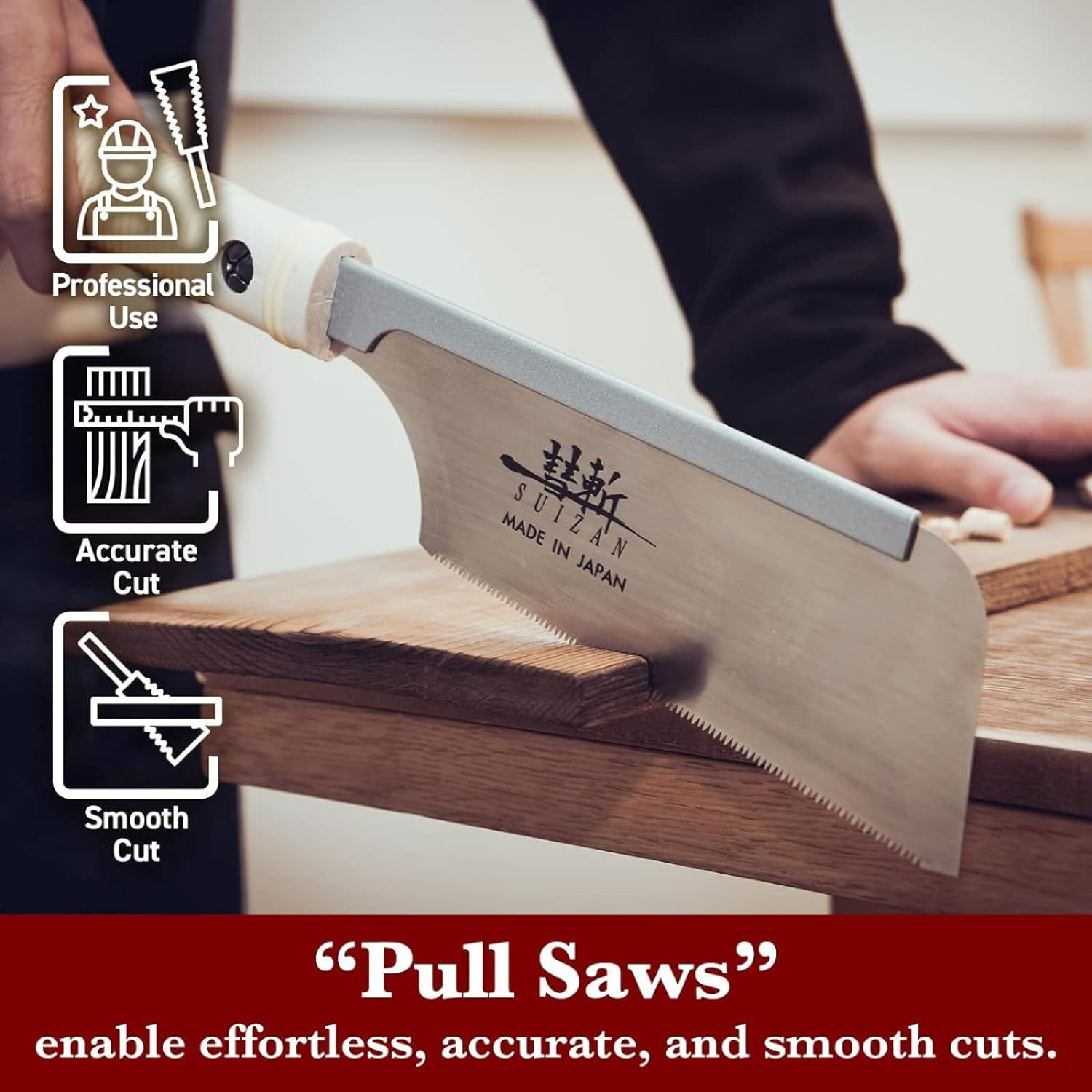 SUIZAN Dozuki Dovetail Saw 150Mm Rip Cross Angle Cut - Professional Japanese Pullsaw Handsaw Woodworking Tools image number 1