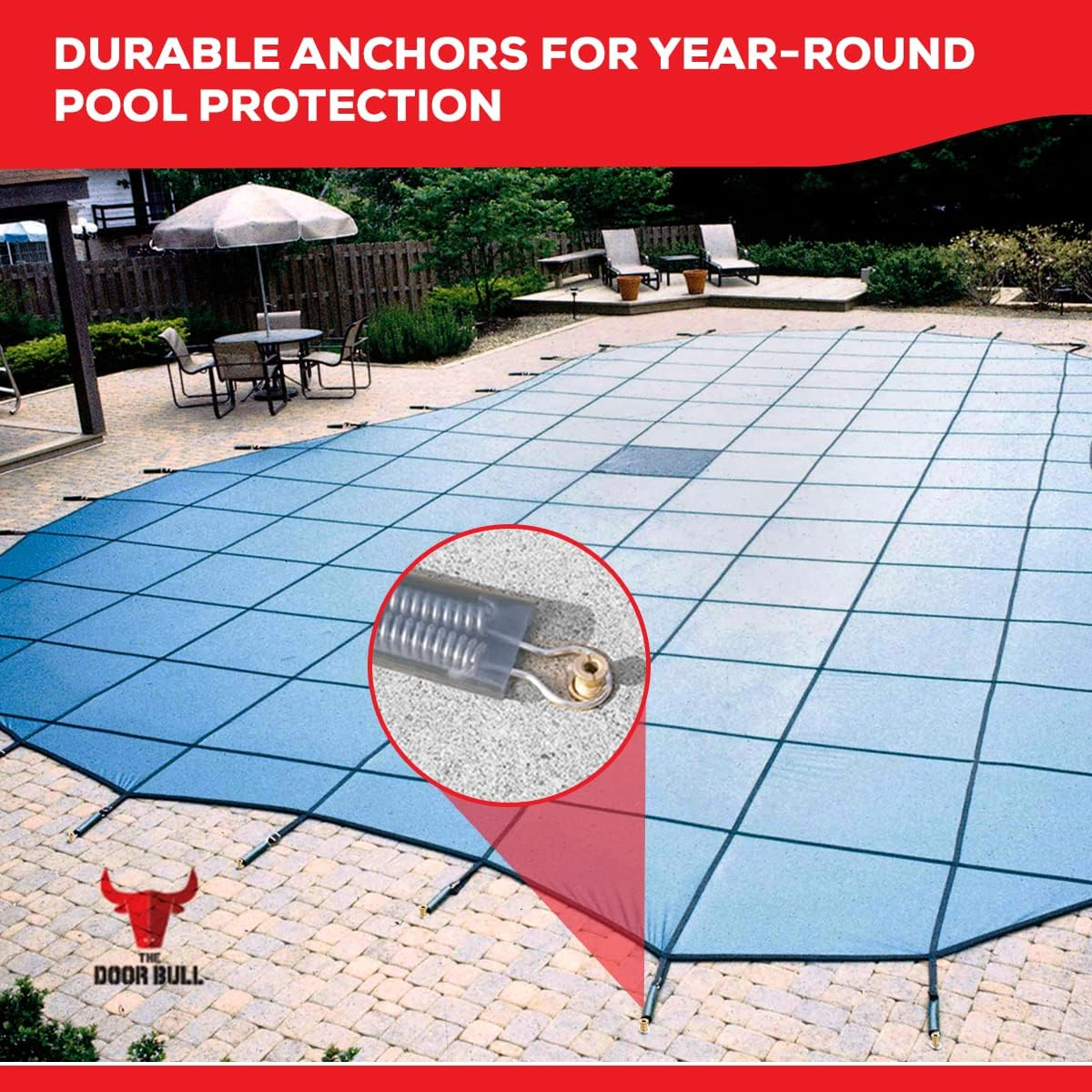 Pool Cover Anchors for Concrete and Pavers Deck, Universal Size Fits 3/4" Hole, Best for Pool Safety Cover Installation, Durable Brass Metal Pool Anchor with Head Screw Bolts (20 Pack) image number 2