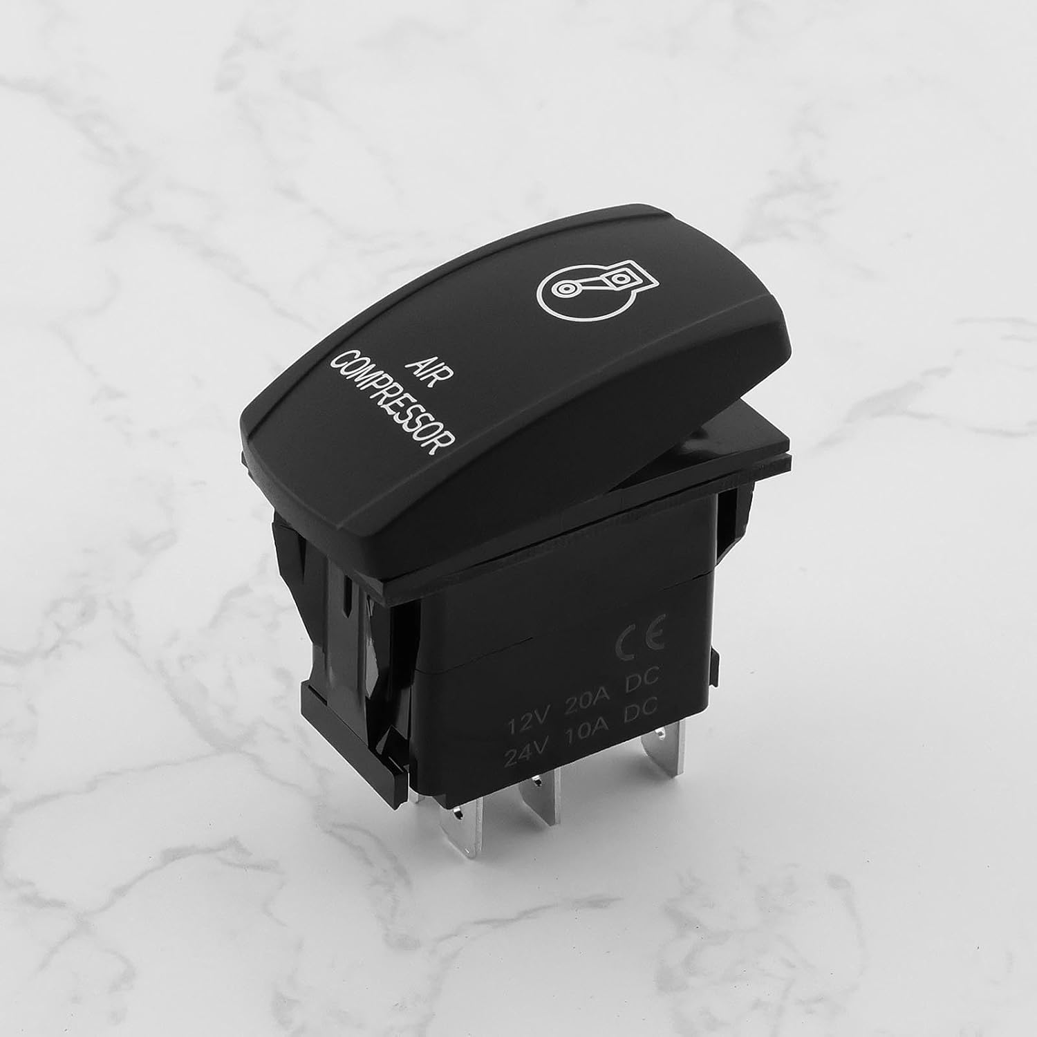 SING F LTD 1PC Blue Led Air Compressor Rocker Switch DC 12V/20A 24V/10A 54.3X48.1X26.5Mm 5-Pin Double Pole Single Throw Switch for Trucks Cars Boats image number 2