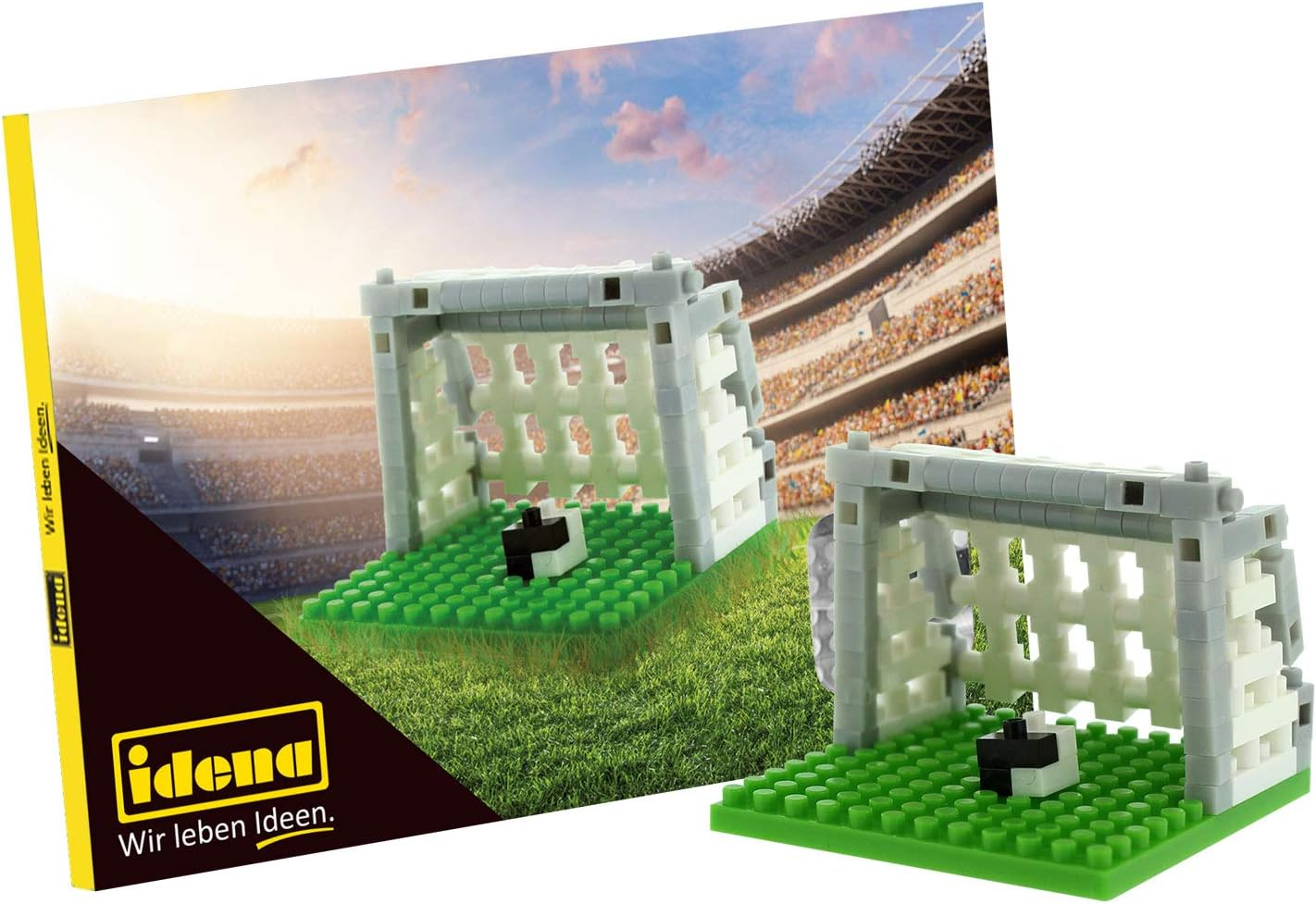 Idena 40147 - Football Postcard with a 3D Model Building Set with 142 Original Brixies Mini Building Blocks, Difficulty Level 1, Greeting Card or Gift for Children and Adults image number 2