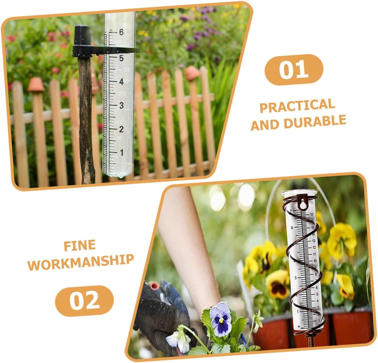 Gadpiparty 4Pcs Professional Glass Rain Gauge Replacement Tubes with Clear Scale Accurate Outdoor Measuring Cylinders for Garden Lawn Easy to Read Numbers Practical Rainfall Measurement Tools