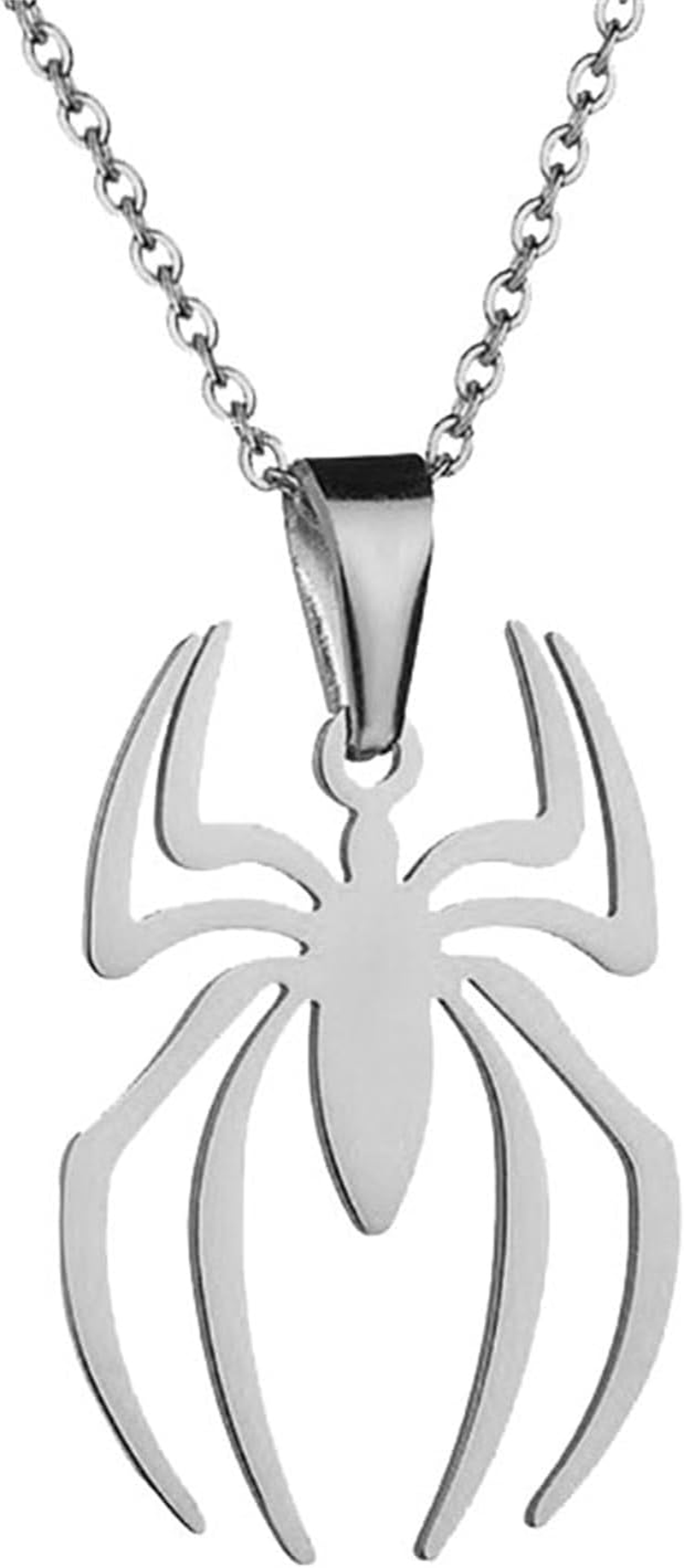 Spider Pendant Necklace for Men Women Boys Girls Punk Vintage Spider Necklace Pendant Gothic Halloween Spider Crystal Pendant Necklace Spider Animal Necklace Stainless Steel Lightweight Spider-Man Charm Jewelry Halloween Party Costume Accessories Necklace Statement Long Necklaces