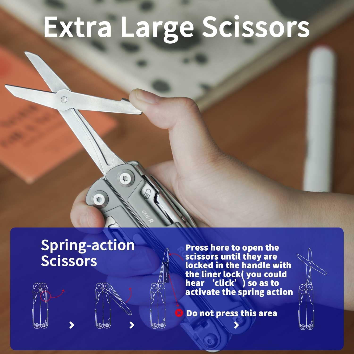 ROCKTOL Multitool Pliers, EDC Multitool Pocket Knife VG10 Blade, 27-In-1 Multi-Tool with Titanium-Plated Handle, Precision Screwdriver, Gut Hook for Hunting, Backpacking, Hiking, Camping, (Gen-R)