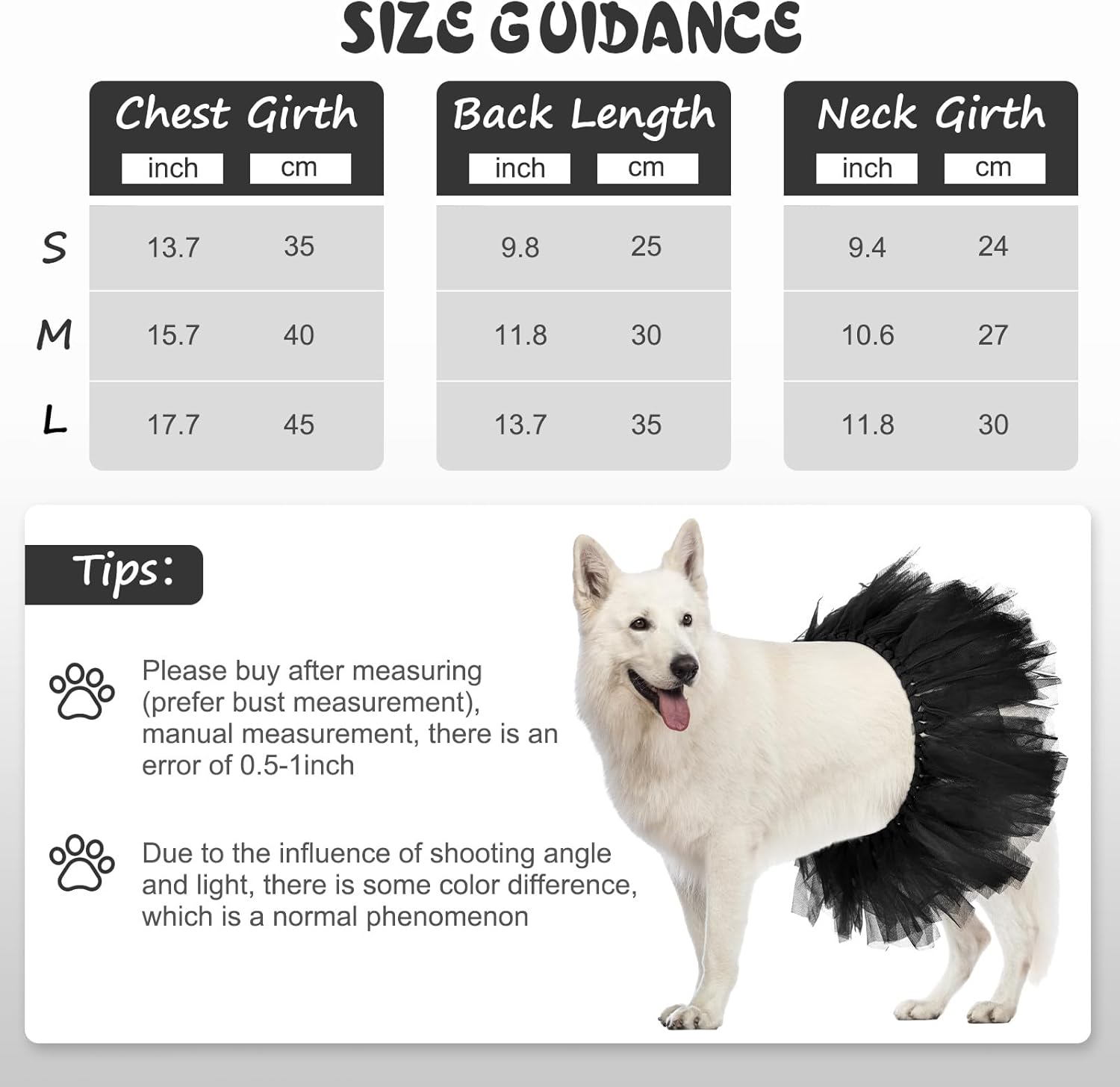 Dog Tutu Tulle Tutu for Dogs Small Large Medium Puppy Dress Ballerina Costume Skirt for Halloween Puppy Cats Bunny Pet Outfit Birthday Wedding Party Photo Prop Supplies(Black)