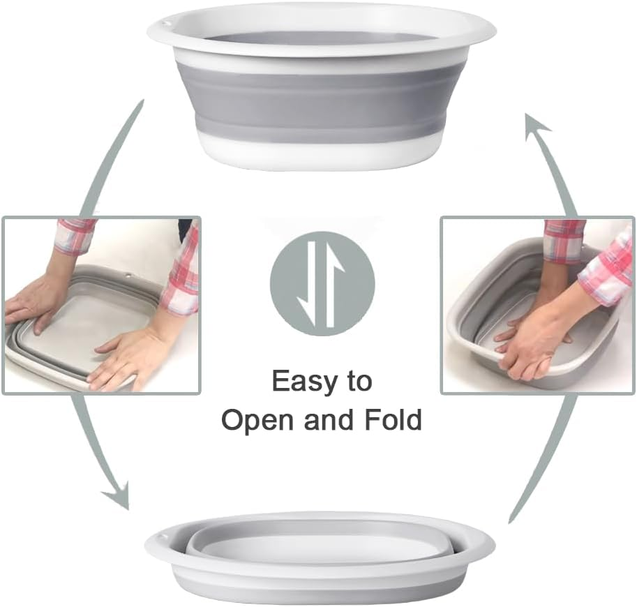 YOOGAO Home Collapsible Wash Basin, Plastic+Tpr Buckets, Portable and Space Saving, Multi-Function Use, Large and High Capacity (Pack of 3) image number 3