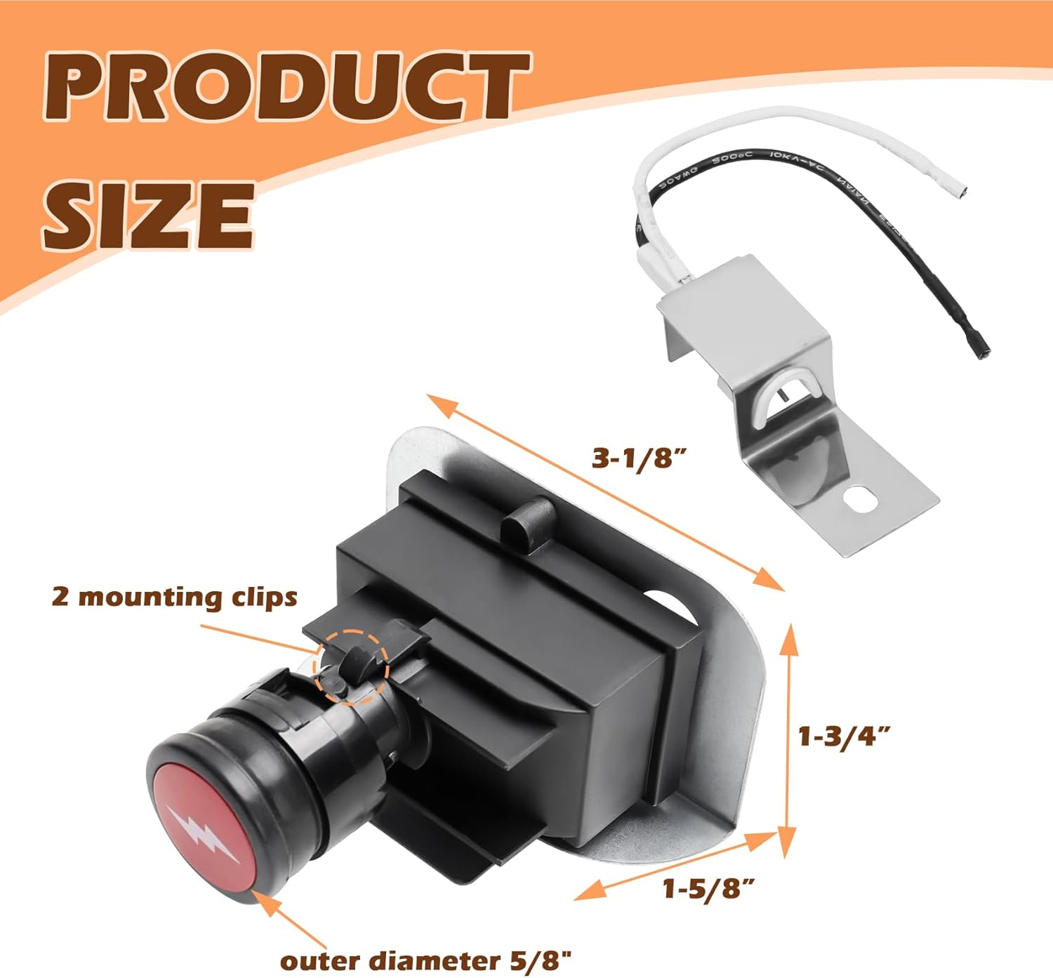 63788 Grill Igniter Kit for Weber Q3200 Q320 Gas Grill Igniter Replacement Parts, Electronic Push Starter Ignition Kit for Weber Q3200 Q320 Portable Grill Starter Replacement Parts 57067001