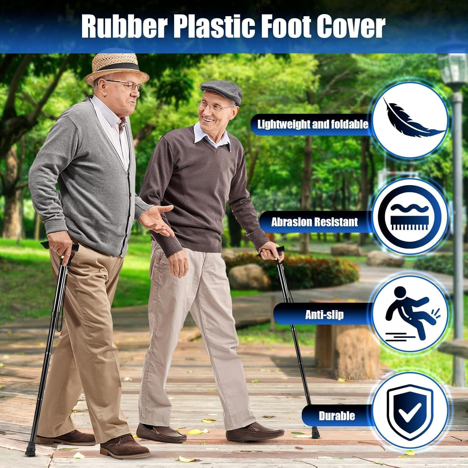 Cane Tips, 3 Pcs Non Slip All Terrain Crutch Tips, 3/4 Inch Rubber Replacement Cane Tips for Canes, Walking Sticks, Hiking Stick, Seniors Crutches (3 Pcs,Black) image number 3