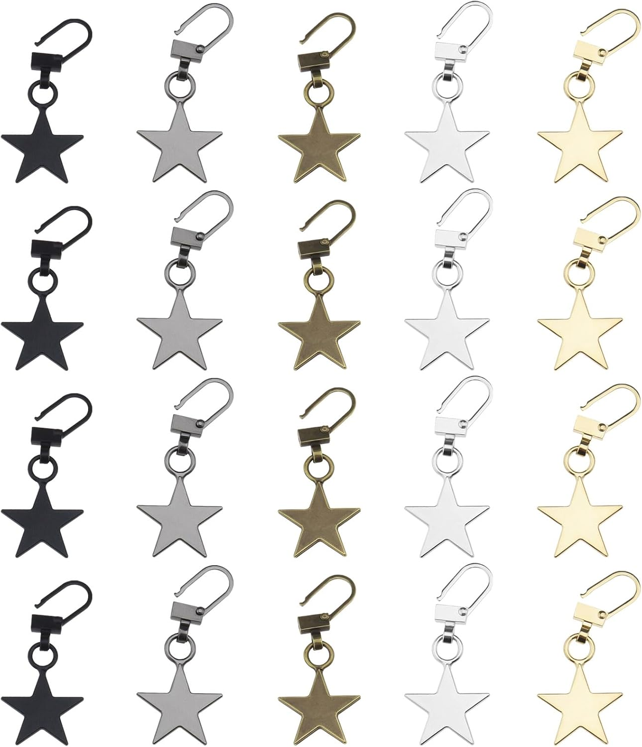 Emsea 20PCS Five-Pointed Star Shaped Zipper Pulls Metal Zipper Pulls Replacement Detachable Zip Pulls for Clothing Handbags Purses Jackets image number 2