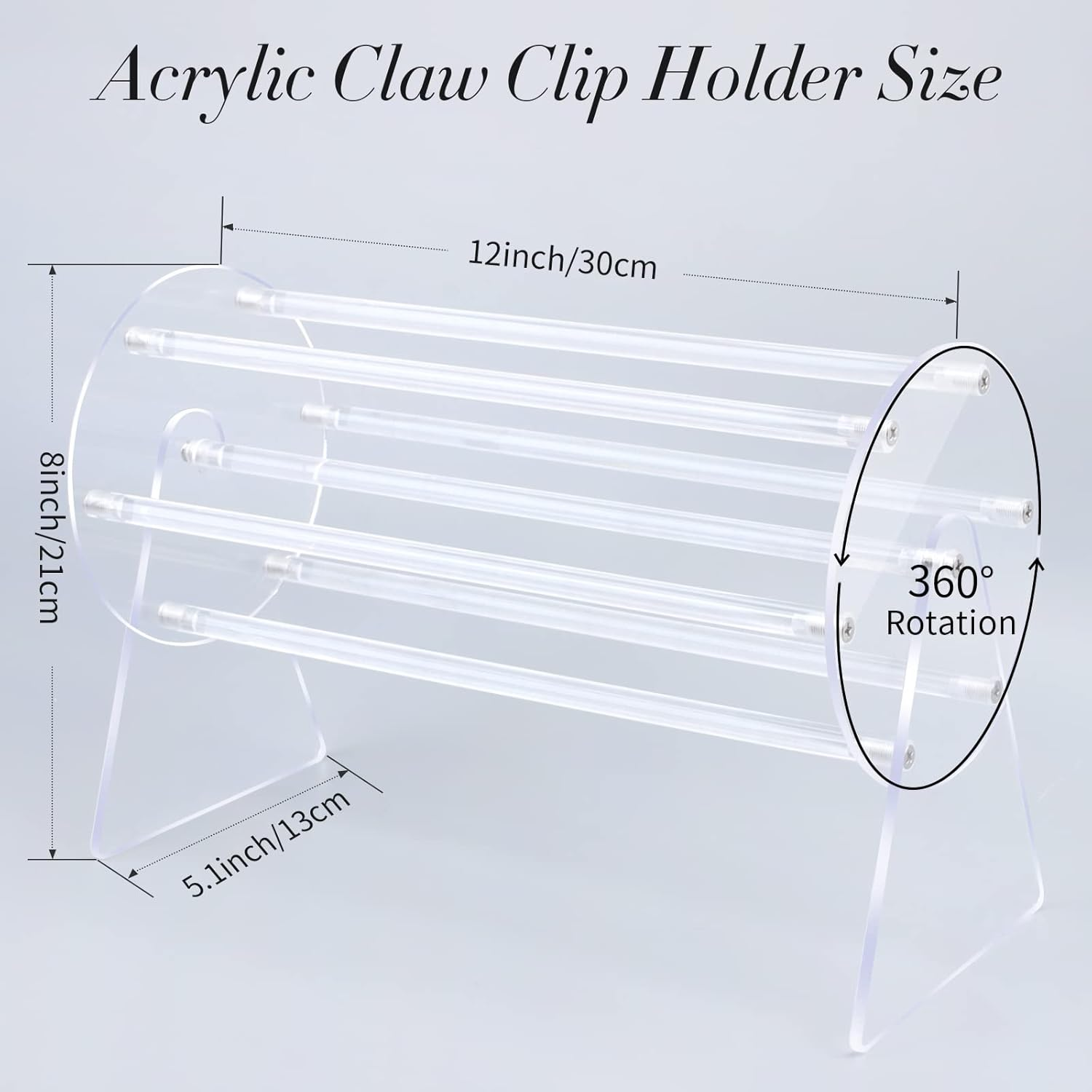 SNOWSTAR Acrylic Claw Clip Organizer Holder,360-Degree Rotating Claw Clip Holder and Storage,Hair Clip Organizer Display Clear Stand for Women and Girls image number 4