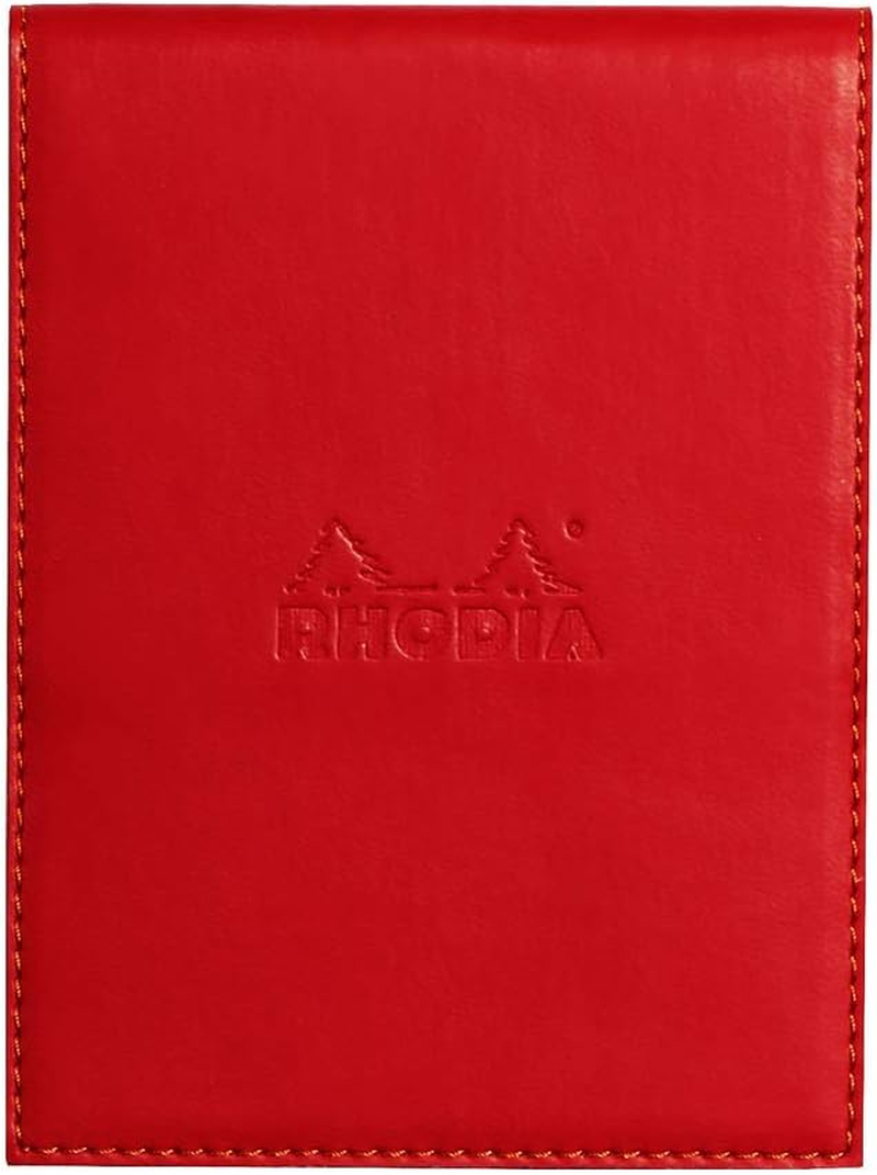 RHODIA 128213C - Clipboard Case + Stapled Notepad N&deg;12 Poppy - 8.5X12 Cm - Lined - 80 Detachable Sheets - 80G White Clairefontaine Paper - Pencil Holder - Faux Leather - Rhodiarama Collection image number 6