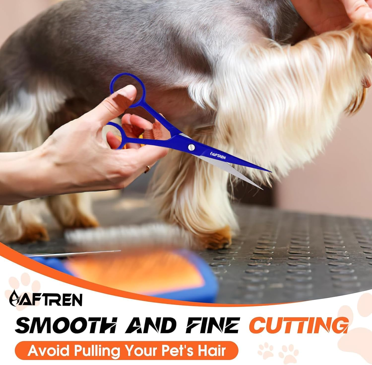 7.5 Inch Curved Dog Grooming Scissors with round Tips, Professional Pet Grooming Scissors J2 Stainless Steel for Dogs and Cats (Blue, 6.5 Inches) image number 6