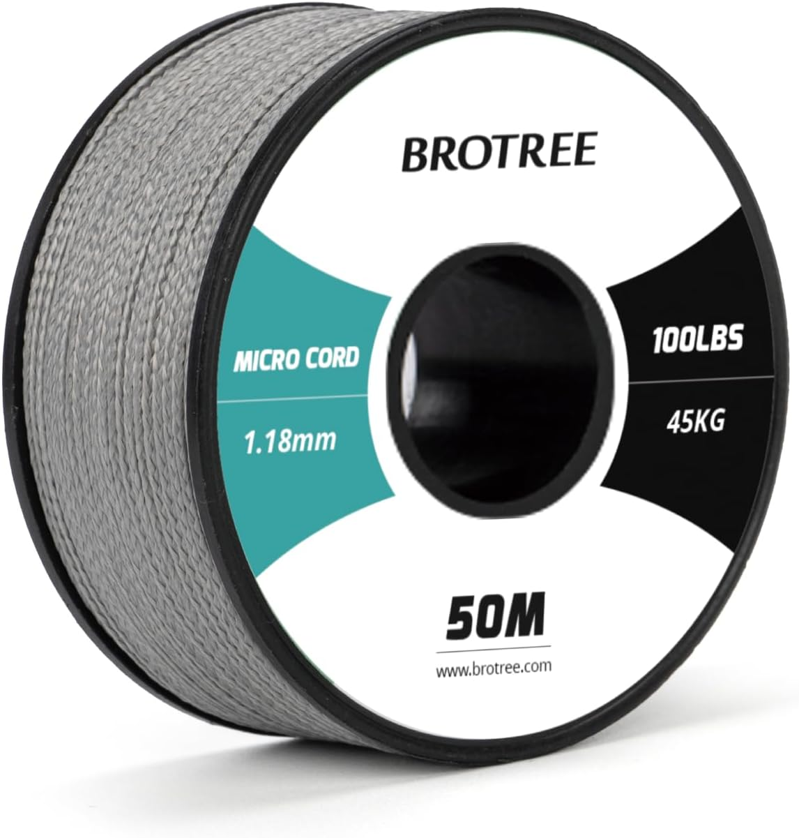 Brotree Micro Cord 1.18Mm Paracord 50M Thin Cord Braided Cord for Bracelet, Crafting and DIY - 45Kg Breaking Load (White)