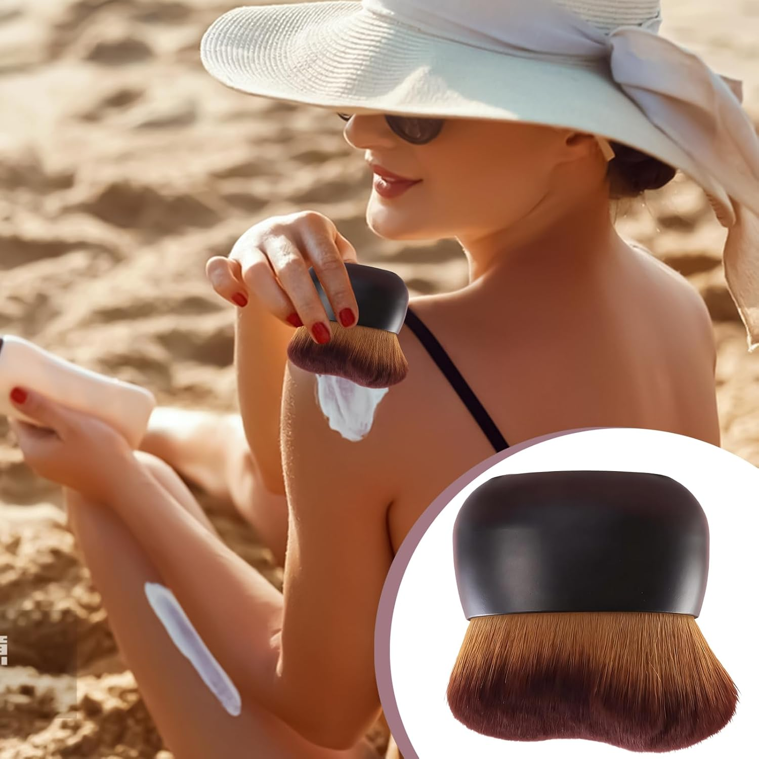 Ylnailky Self Tanner Brush - Wide-Headed Extra Large Soft Dense Bristles Tanning Applicator - Body Makeup Tan Blending Brush | for Neck Arm Leg Concealer Contouring