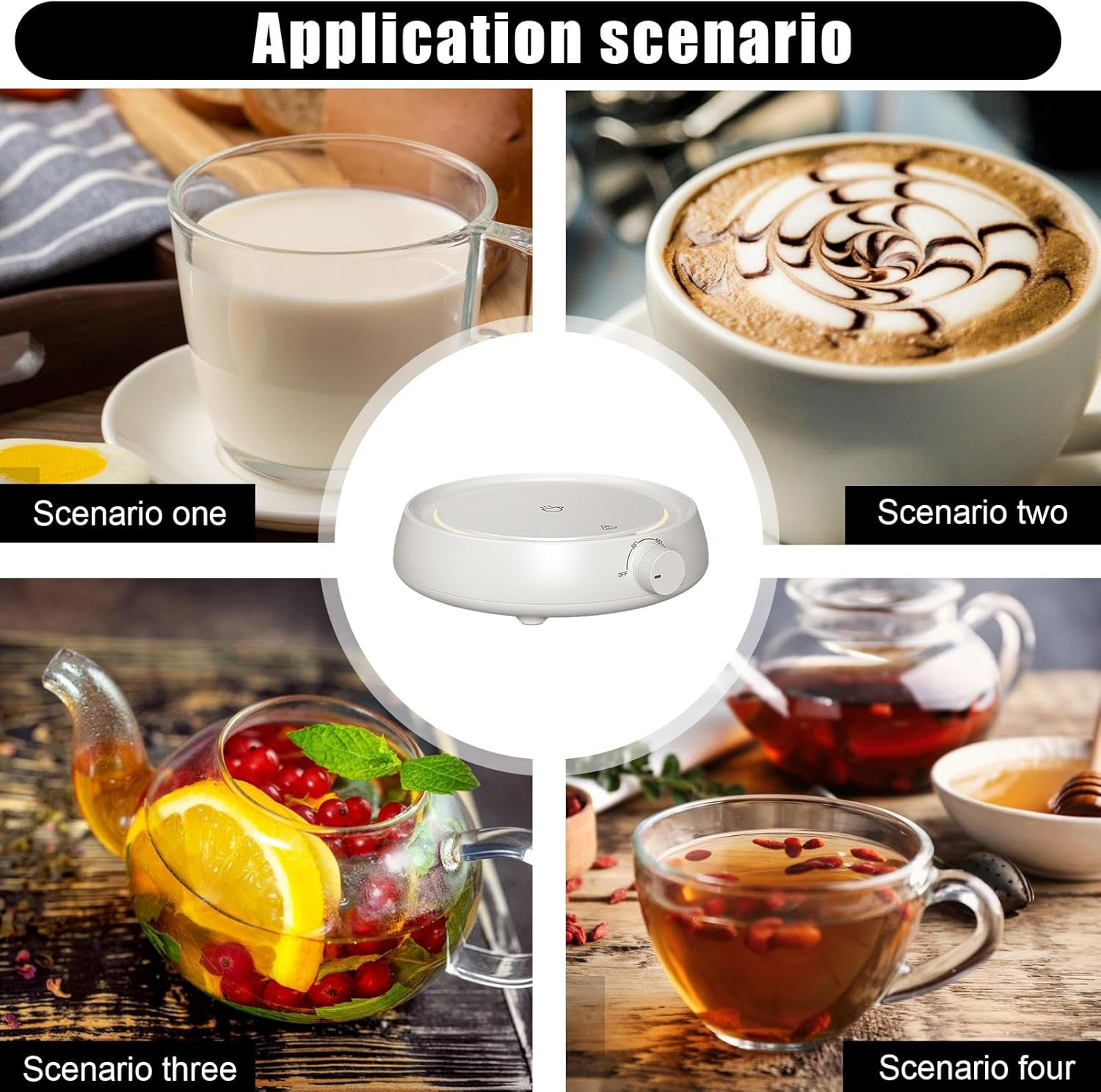 Smart Coffee Cup Warmer | 3 Temperature Control for Cocoa, Tea, Milk - Desk Heater with Auto On/Off, Thermostat Coaster for Cups & Mugs, Espresso Beverages image number 1