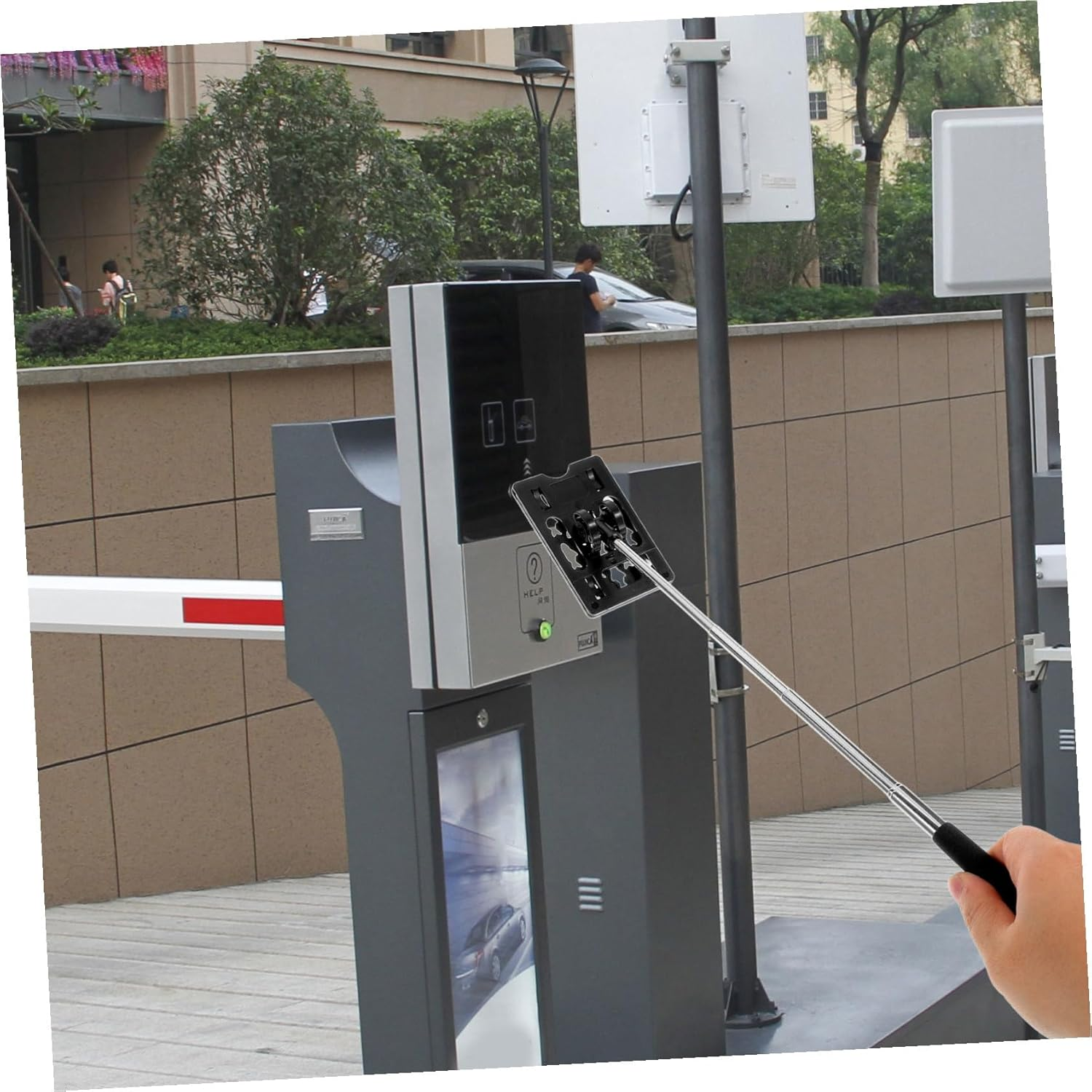 GANAZONO Telescopic Parking Card Holder Rod for Garage Vehicle Parking Toll Swiping Stick with Automatic Extension Secure Plastic Construction Reliable Contactless Payment Aid image number 6