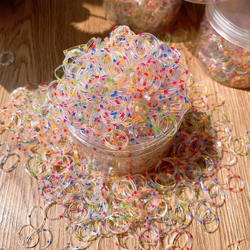 1000Pcs Assorted Color Hair Elastic Rubber Bands, MH MOIHSING No Damage Soft Baby Hair Ties Tiny Ponytail Bands Stretchy for Girls Women Braiding Hair Accessories with Box Package - STRONG & REUSEABLE image number 2